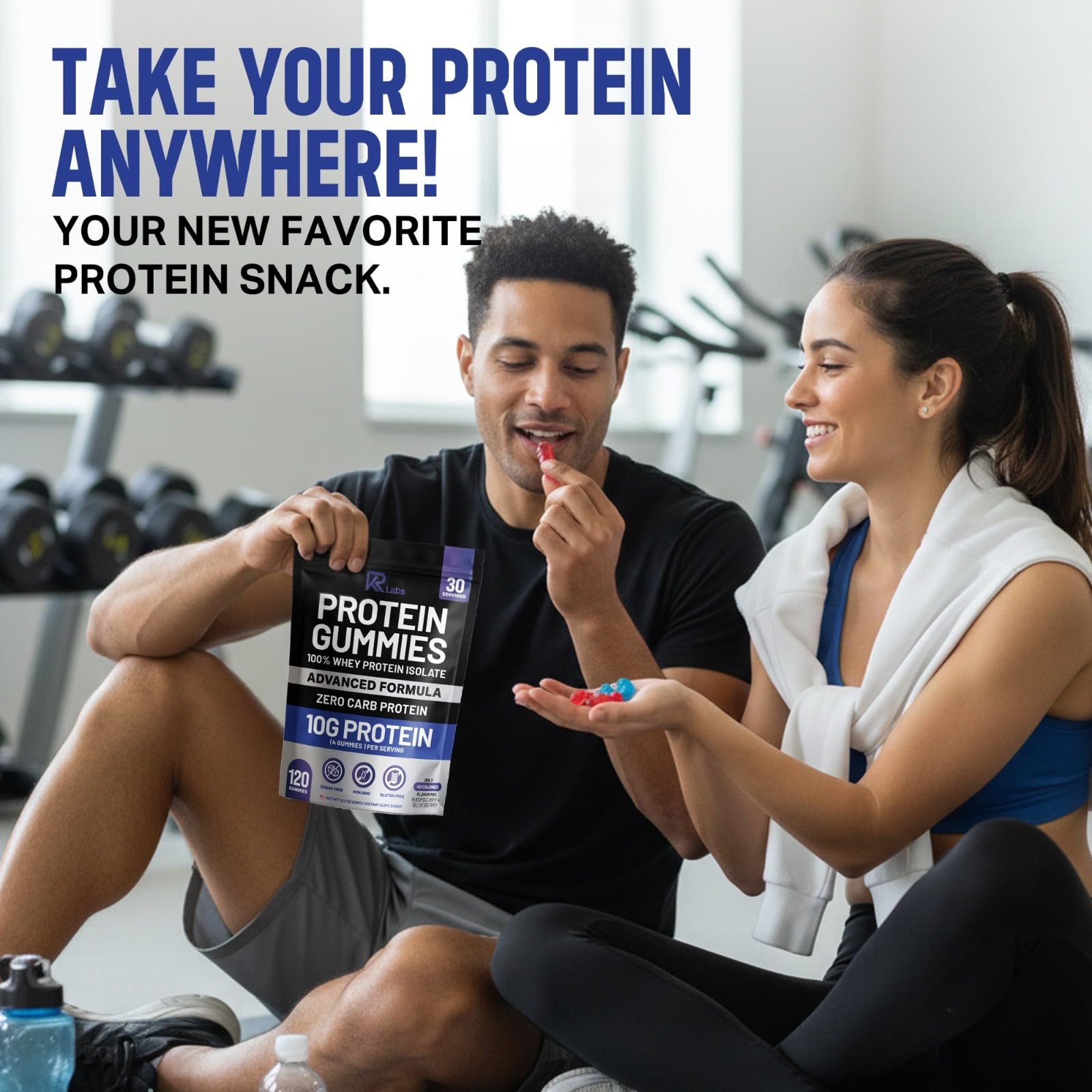 KR Labs Zero Carb 100% Pure Whey Isolate Protein Gummies | 300g Total Protein per Bag | 10g per Serving Plant Based with Vitamins for Men & Women KR Labs buy supplements canada