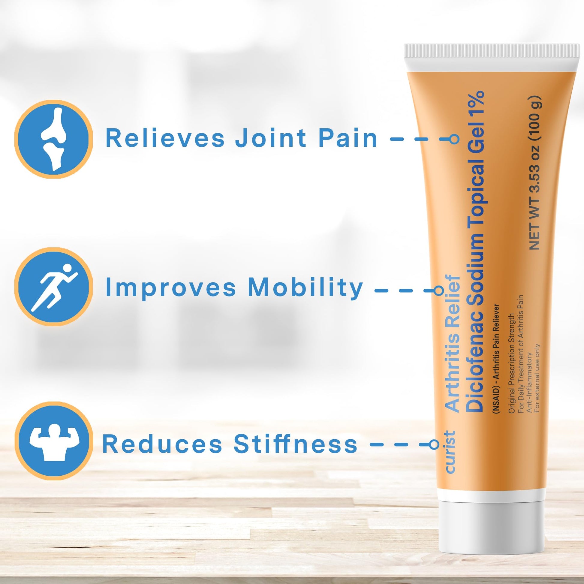 Curist Diclofenac Sodium Topical Gel 1 Percent 100g for Arthritis Pain - Joint Pain Relief for Hand Pain, Foot Pain, Knee Pain, Elbow Pain & Ankle Pain - 1% - 3.53oz Curist buy supplements canada