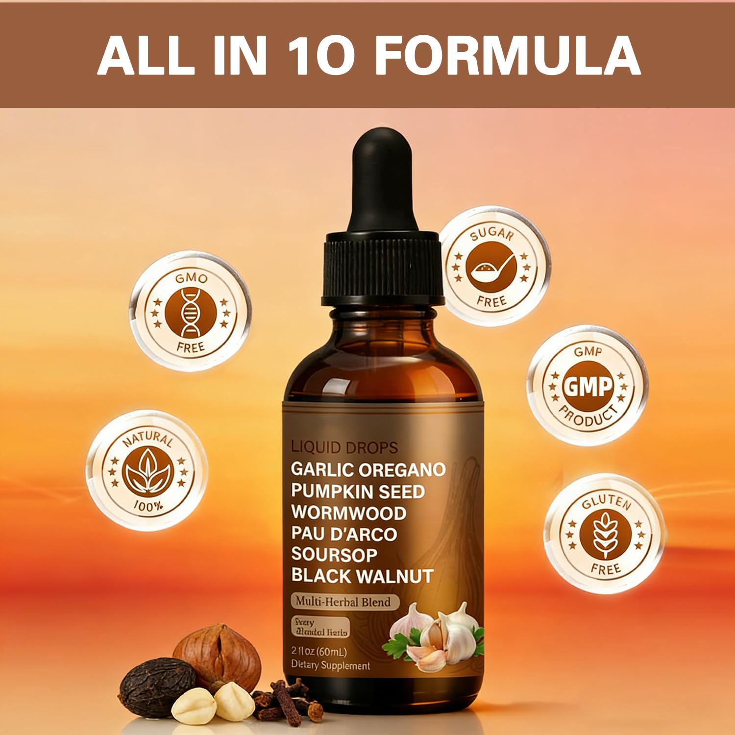 SERSANVE Natural Black Walnut Wormwood Gut Cleanse | Black Walnut Clove Drops with Pumpkin Seed, PAU D’Arco, Soursop, Garlic and Oregano | Vegan, Alcohol-Free Formula for Digestion Support, 2 fl oz SERSANVE buy supplements canada