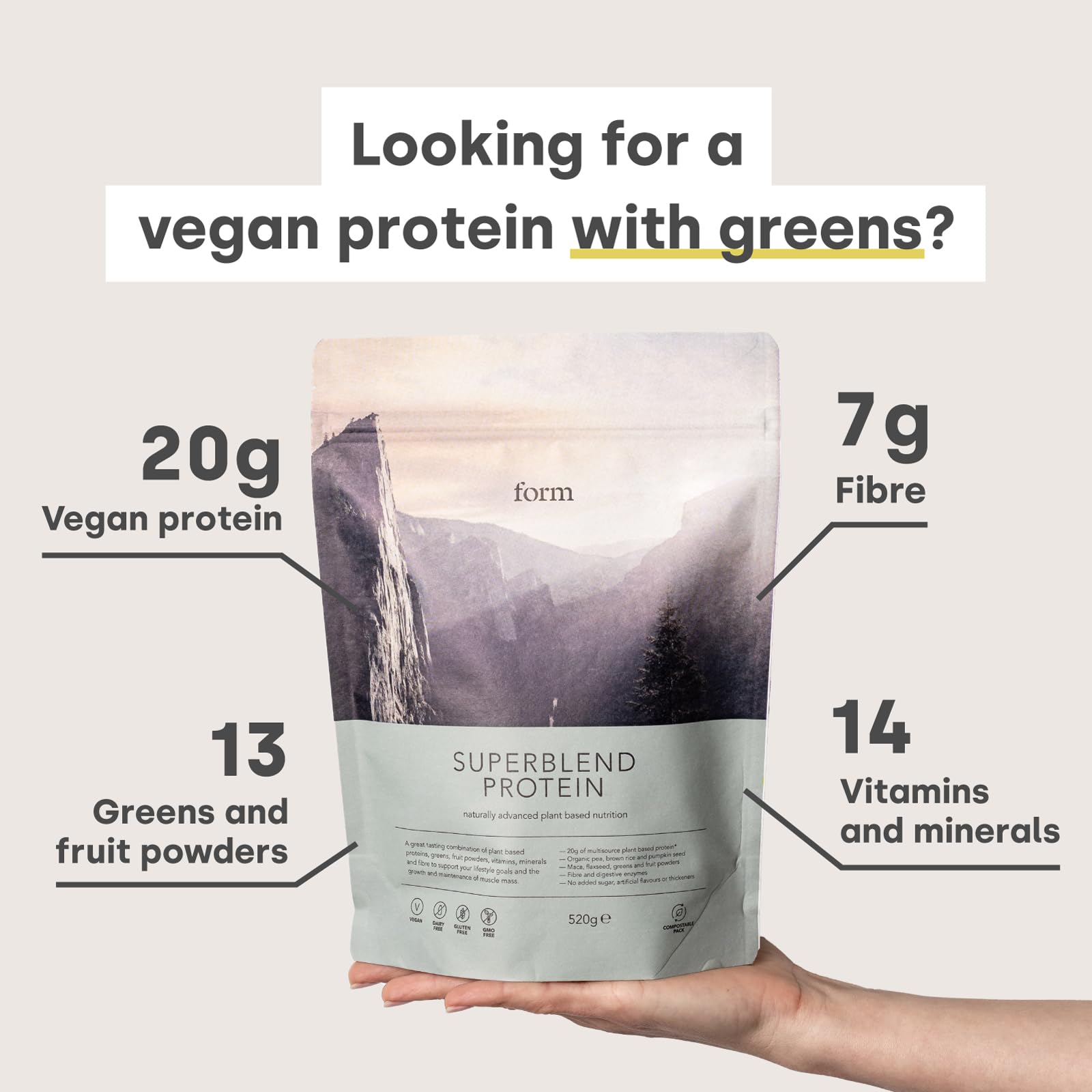 Form Superblend Protein - Vegan Protein Powder with Superfoods, Vitamins and Minerals Form buy supplements canada