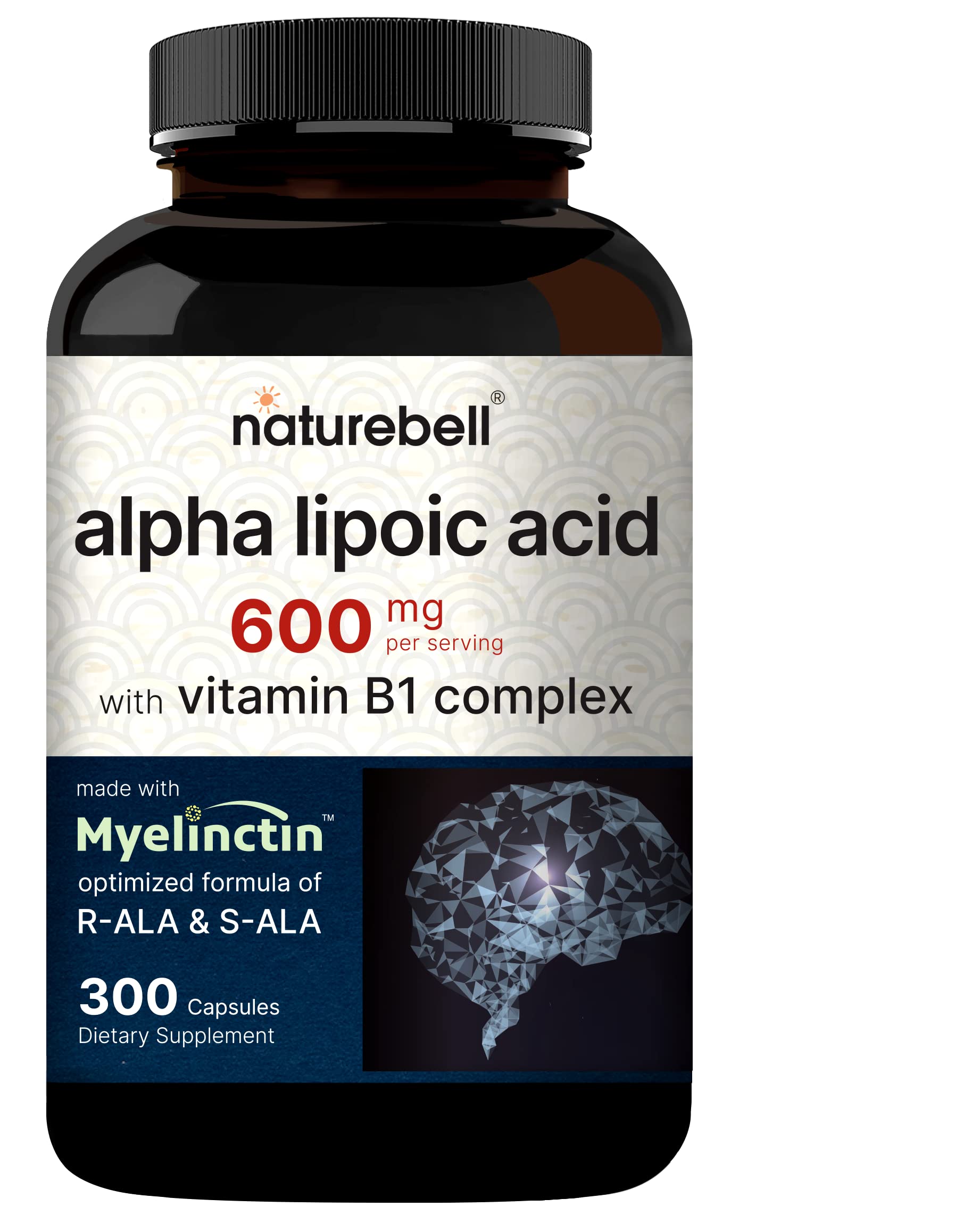 NatureBell Alpha Lipoic Acid 600mg Per Serving | 300 Capsules - with Vitamin B1 NatureBell buy supplements canada