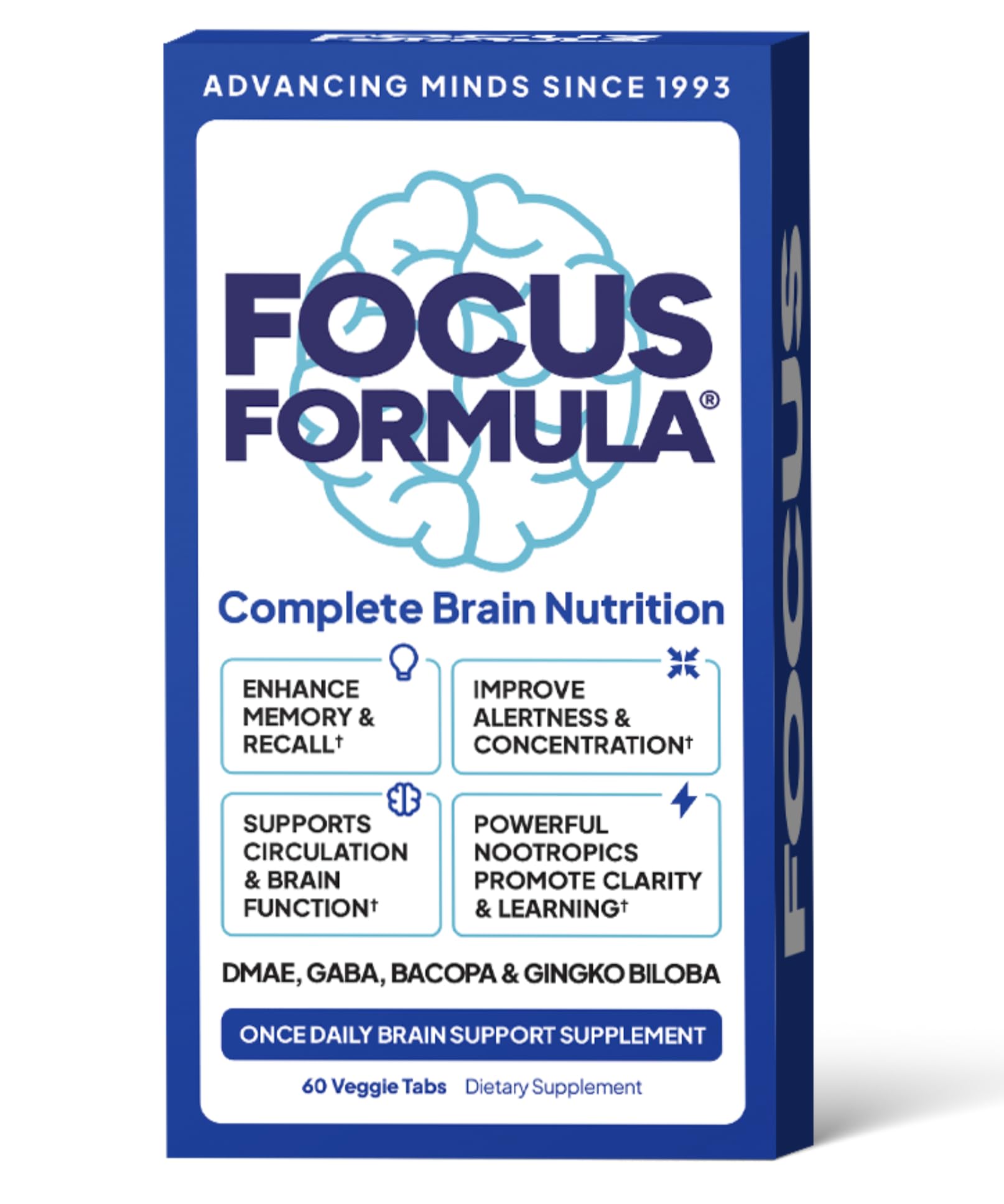 Focus Formula Nootropic Brain Supplement, Focus Capsules for Concentration, Supports Energy, Brain Booster with GABA, DMAE, and BACOPA, Memory Support Supplement, Cognitive Support, 60 Veggie Tablets Focus Formula buy supplements canada