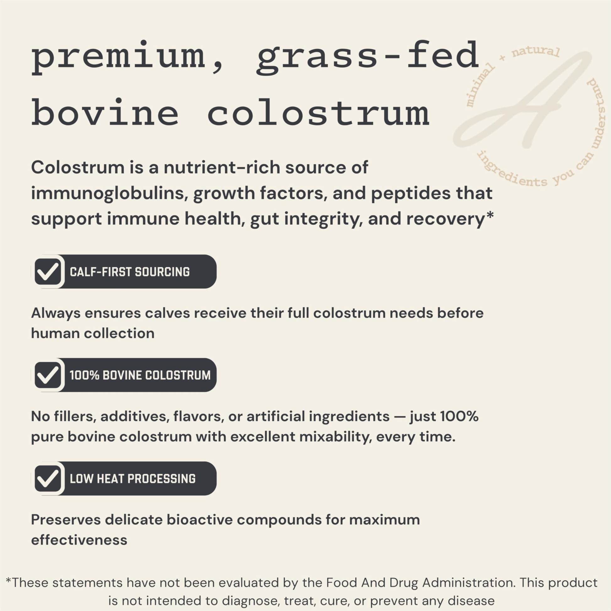 Anea Colostrum - Unflavored | Rich in Immunoglobulins & Lactoferrin | Supports Gut Health, Immunity & Recovery | Calf-First Promise | Made in USA | Made in GMP Facility Anea Nutrition buy supplements canada