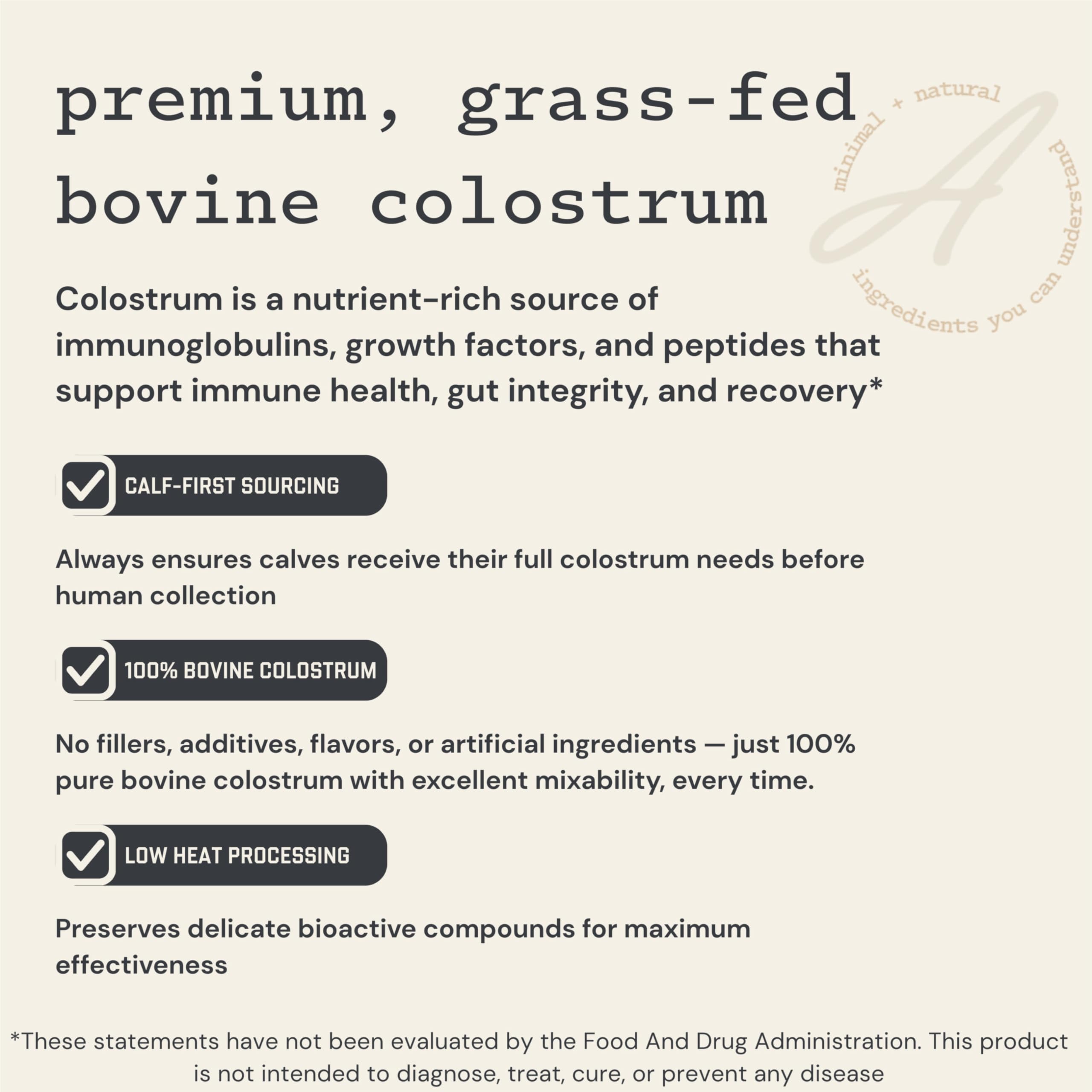 Anea Colostrum - Unflavored | Rich in Immunoglobulins & Lactoferrin | Supports Gut Health, Immunity & Recovery | Calf-First Promise | Made in USA | Made in GMP Facility Anea Nutrition buy supplements canada