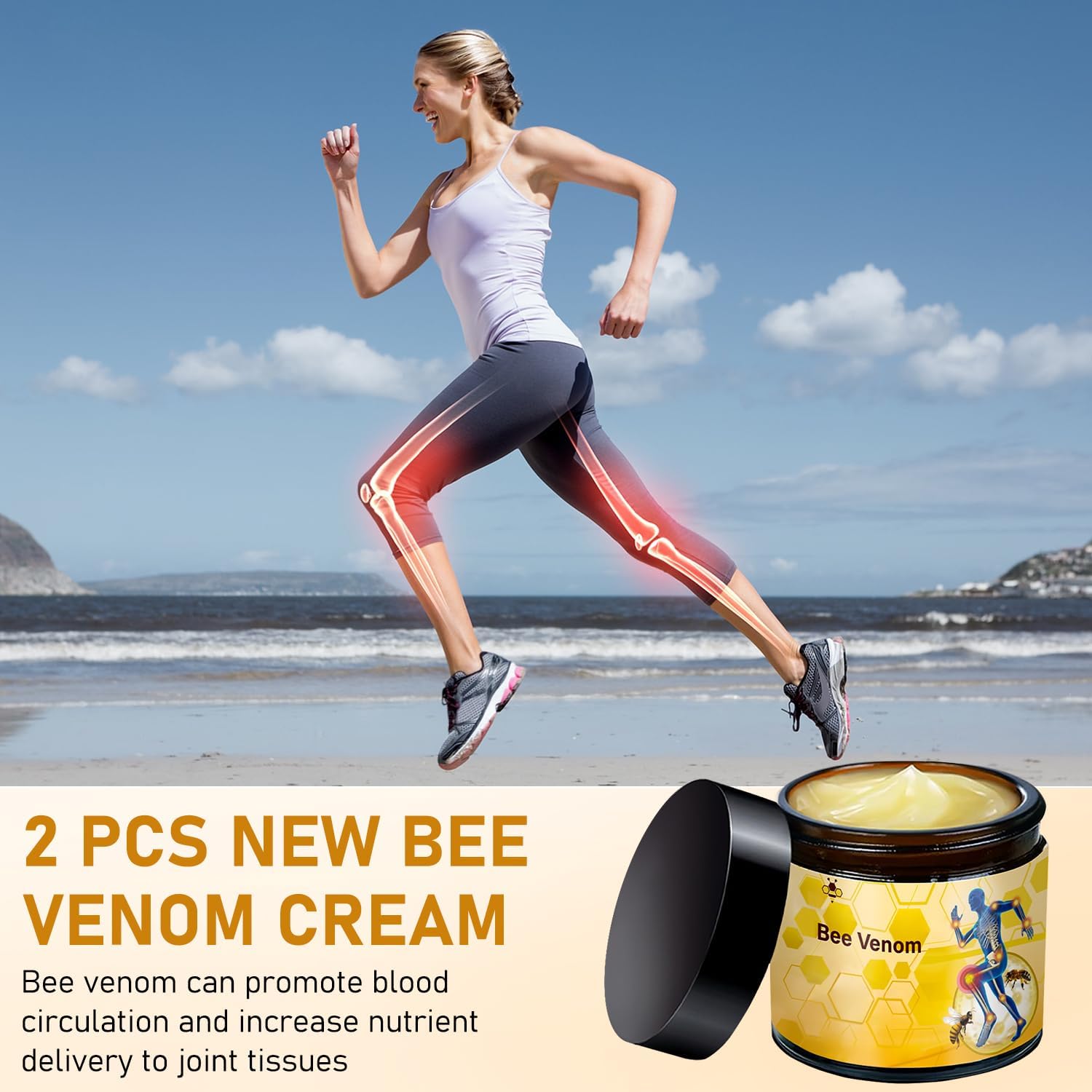 2 Pcs Bee Venom Cream, Professional Bee Venom Cream, Natural Joint Gel, for Neck,Waist,Back Hand Feet and Leg LinTsing buy supplements canada
