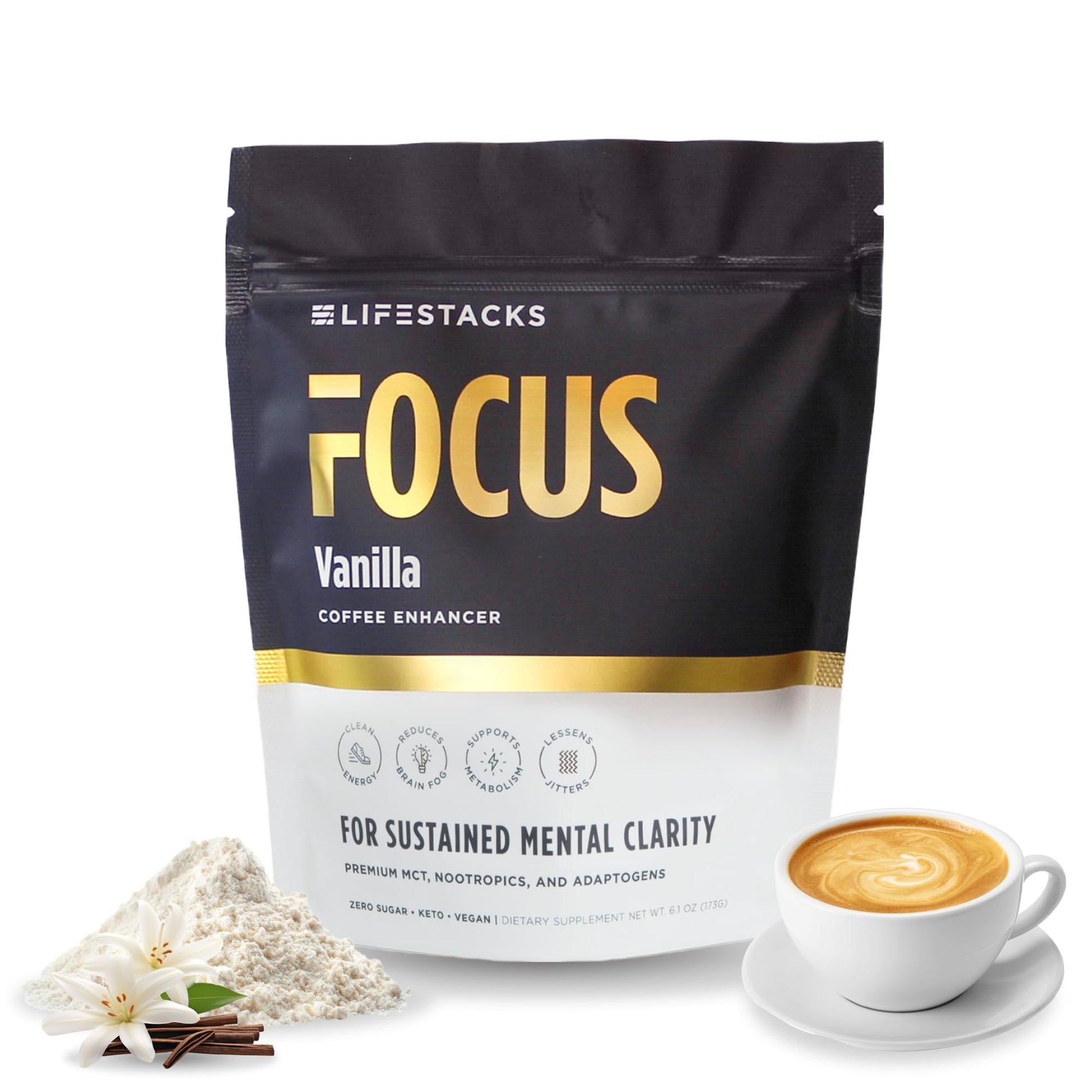 LIFESTACKS Focus Coffee Creamer for Energy & Clarity - MCT Powder + Nootropics + Adaptogens - Boost Productivity Without Jitters or Crash - Keto, Vegan, 0 Sugar - with Taurine, L-Tyrosine, Rhodiola LIFESTACKS buy supplements canada