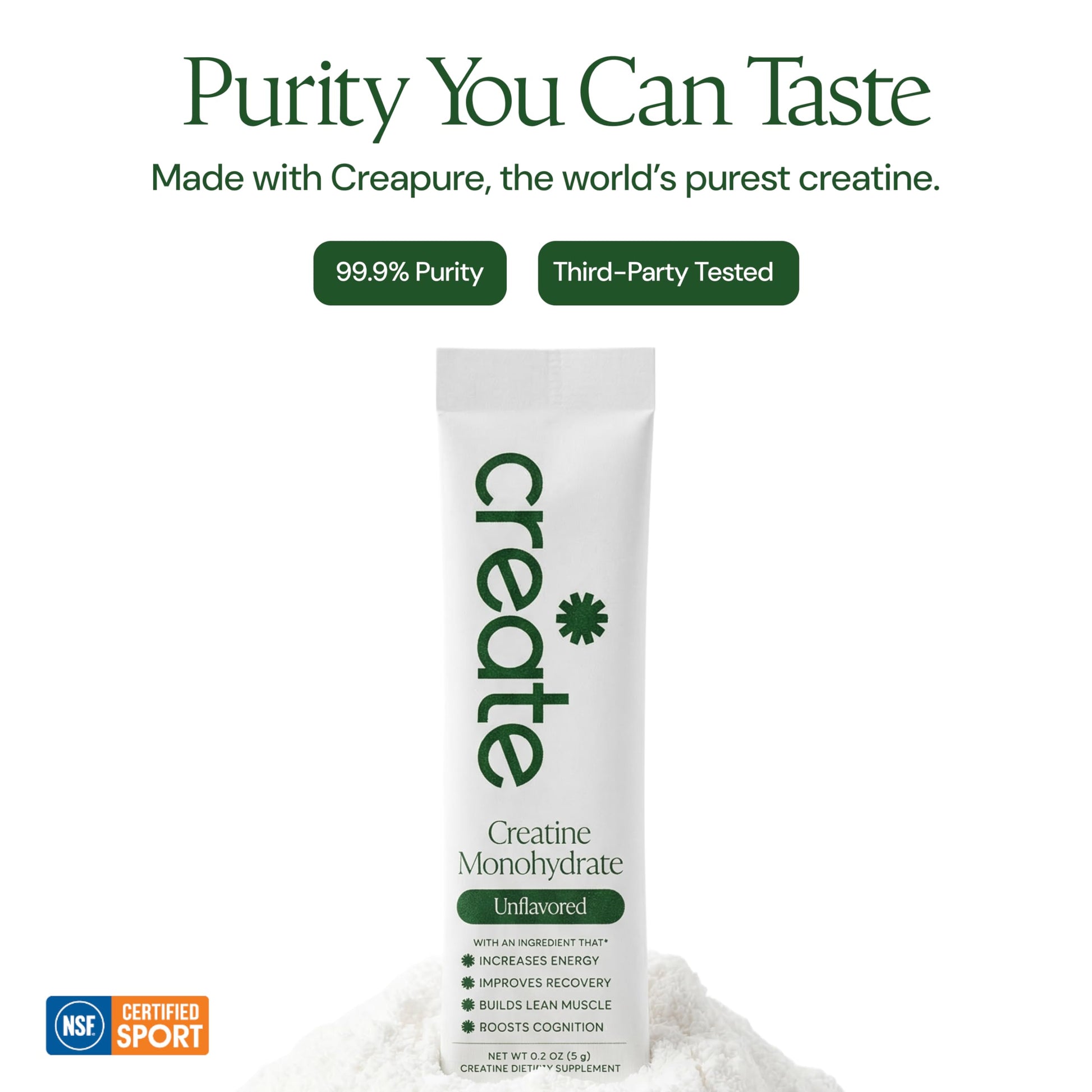Create Creatine Monohydrate Powder - Creatine Travel Packets, Made with Creapure, 3rd Party Tested & NSF Certified for Sport, 30 Stick Packs, Unflavored Create buy supplements canada