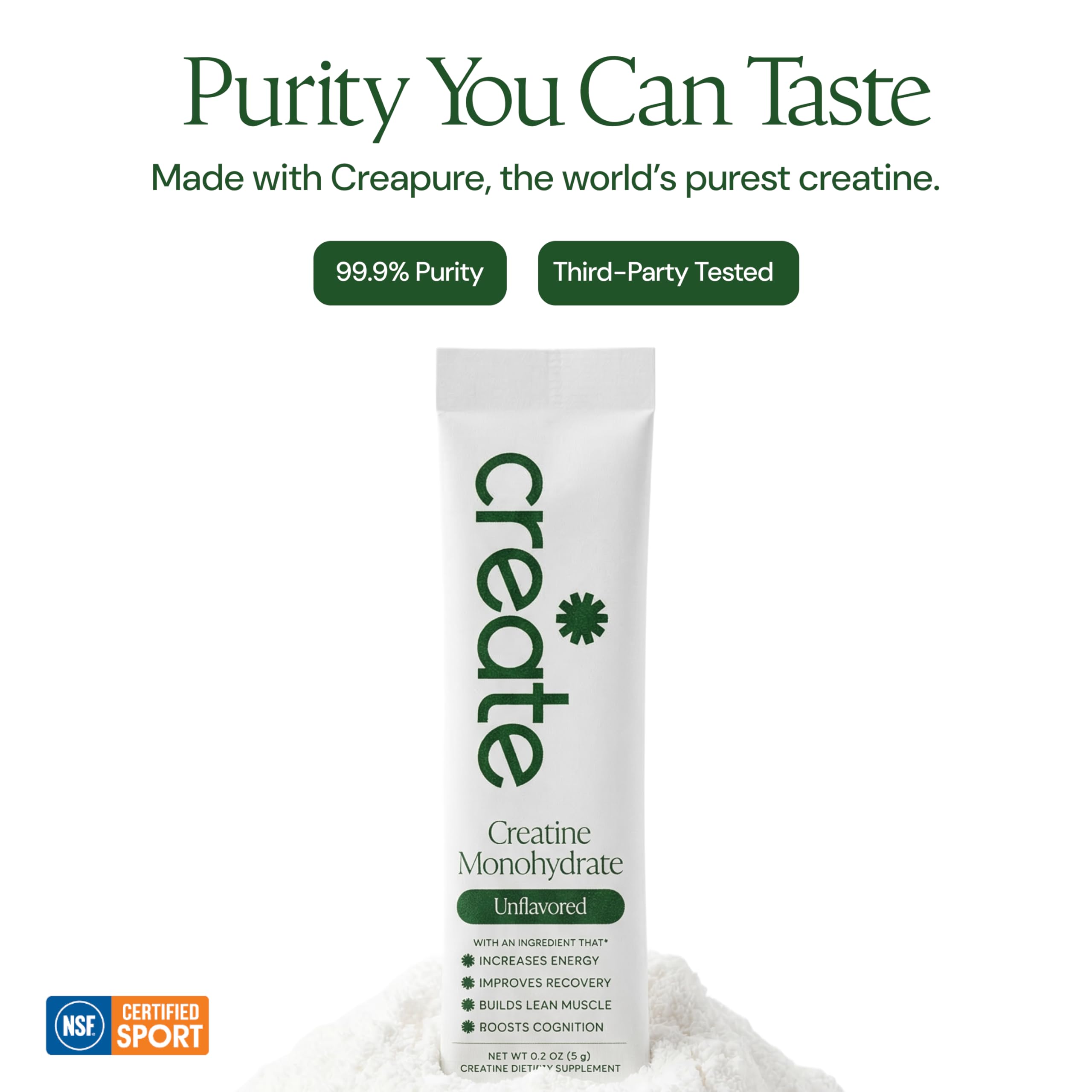 Create Creatine Monohydrate Powder - Creatine Travel Packets, Made with Creapure, 3rd Party Tested & NSF Certified for Sport, 30 Stick Packs, Unflavored Create buy supplements canada