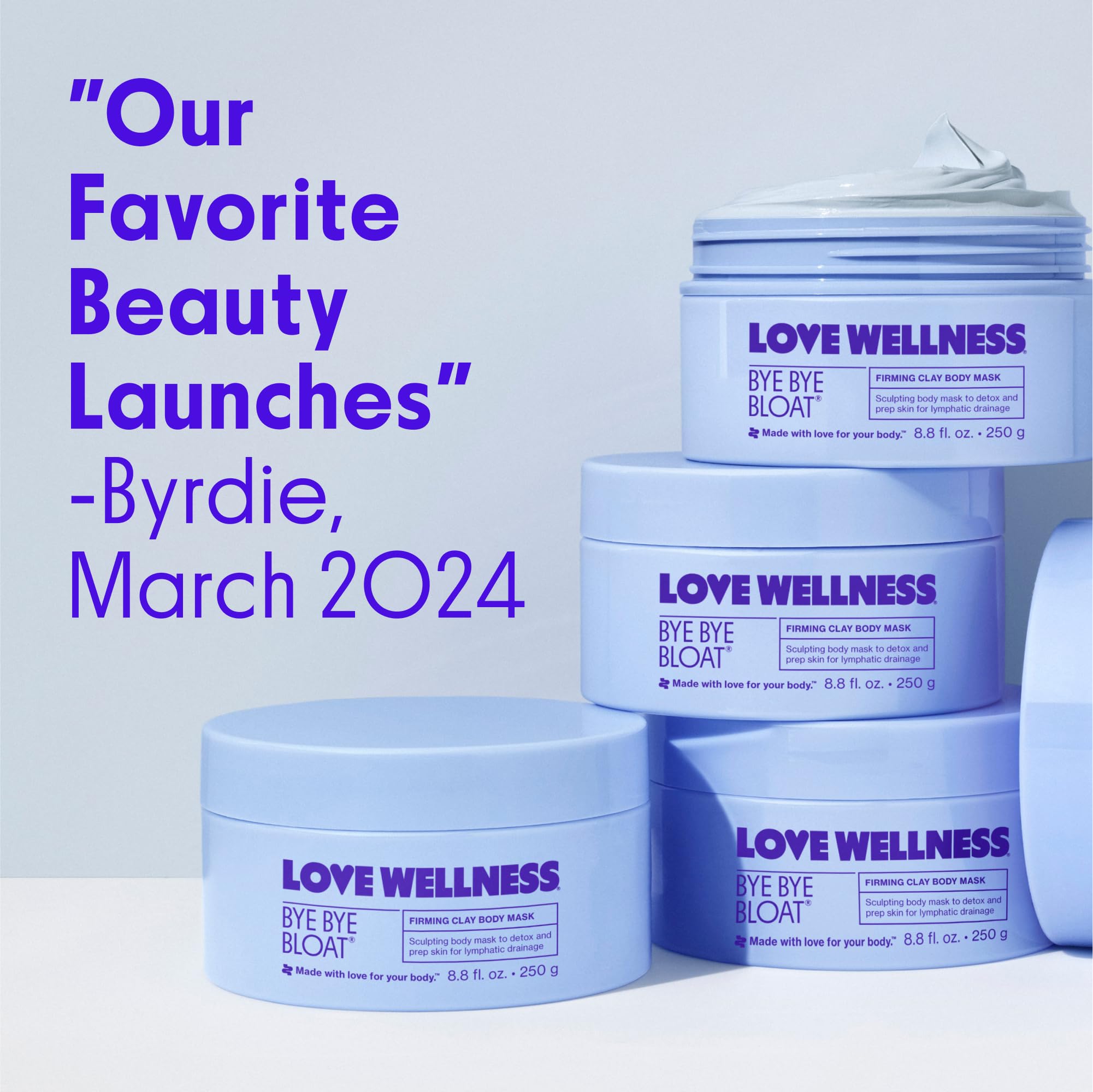 Love Wellness Bye Bye Bloat Firming Clay Body Mask | Lymphatic Drainage Body Mask for Women | Support Bloating Relief, Skin Hydration & Boost Circulation | Caffeine, Grapefruit & Peppermint Oil | 250g Love Wellness buy supplements canada