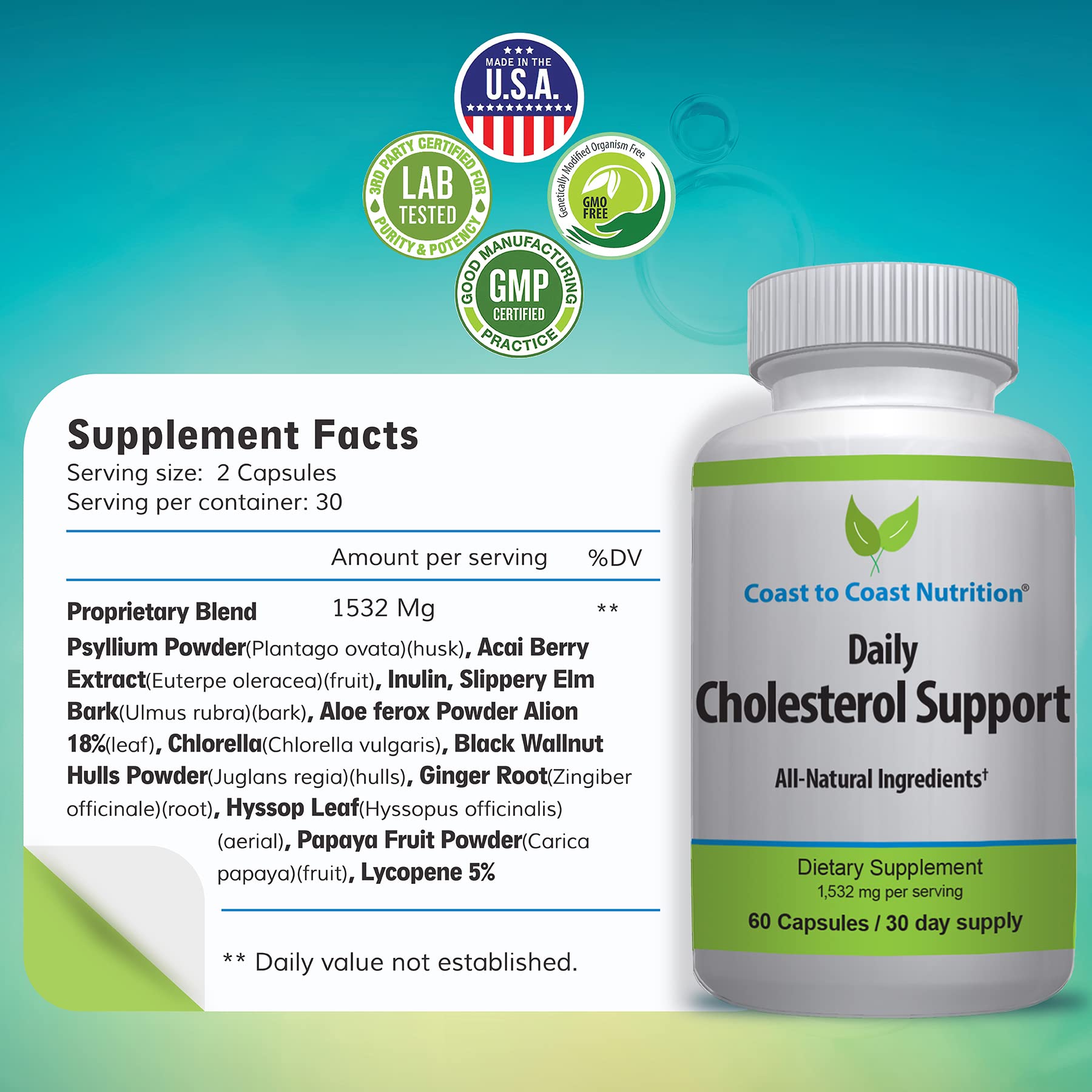 Coast to Coast Nutrition Cholesterol Support Supplement - Support Cardiovascular & Artery Performance, Target Bad LDL Levels & Plaque Calcium Buld-Up - Promote Circulation & Blood Flow - 60 Capsules Coast to Coast Nutrition buy supplements canada