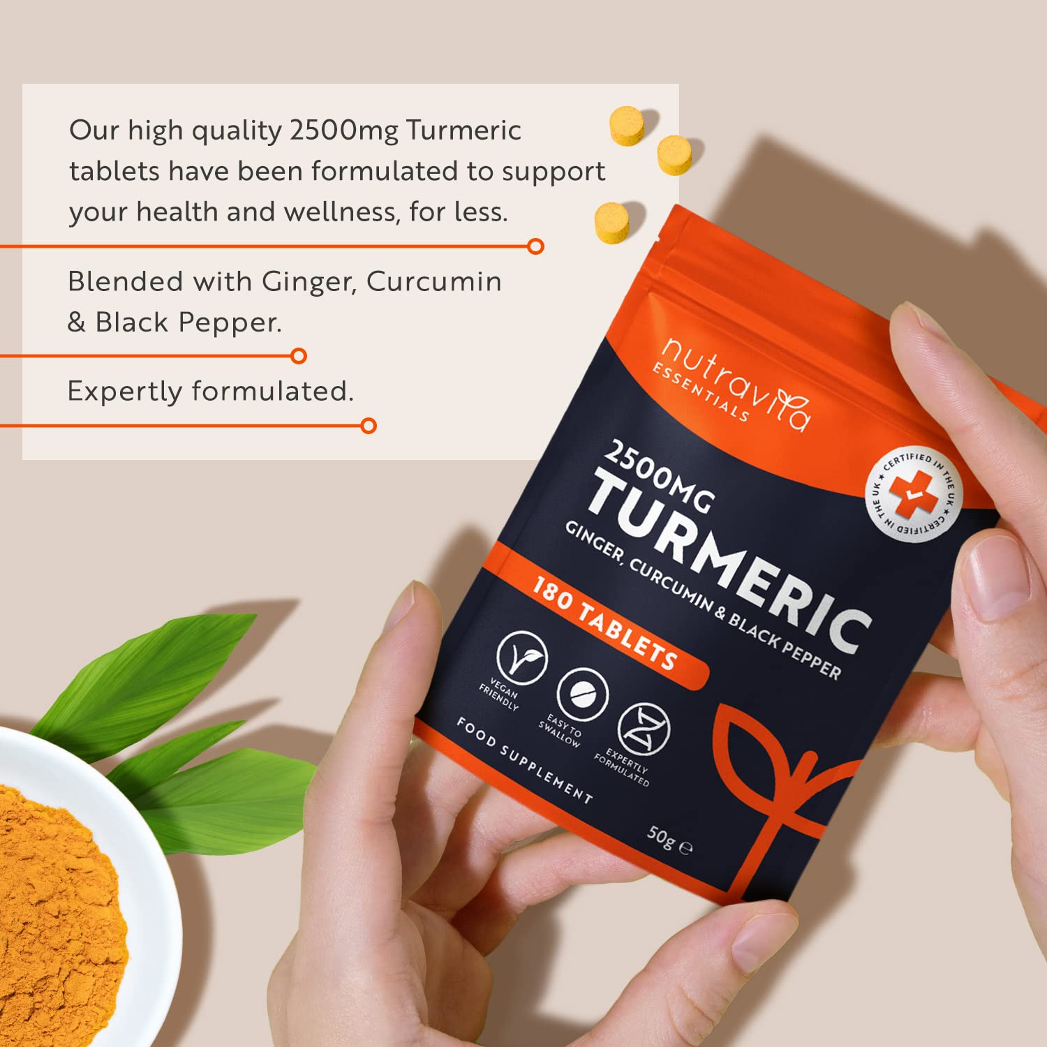Nutravita Turmeric Tablets 2500mg with Black Pepper & Ginger - 180 High Strength Tumeric Nutravita buy supplements canada