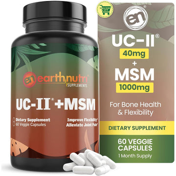 EarthNutri UC-II Collagen & MSM Supplement for Bone Health and Joint Flexibility Joint Supplement - 40mg UC-II Providing 10mg Total Collagen & 1000mg MSM - 60 Capsules (2 Caps Daily) EarthNutri buy supplements canada