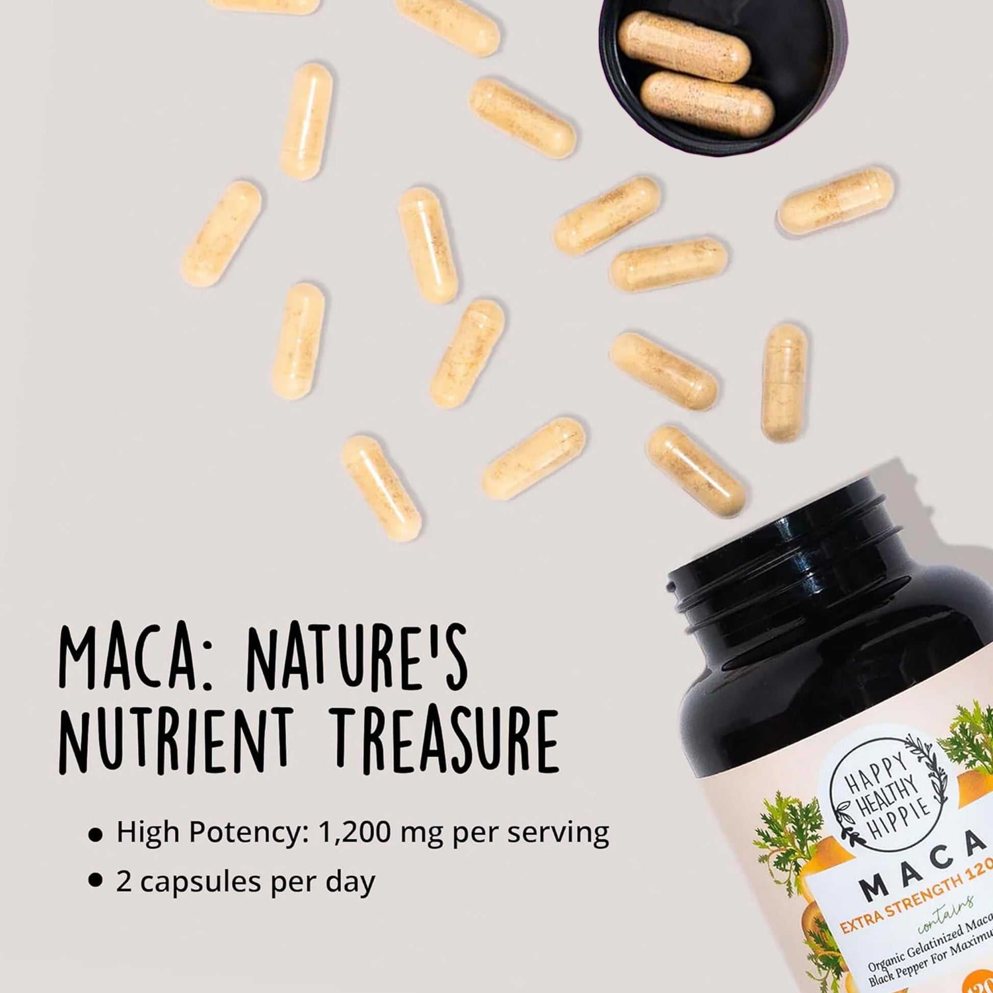 Organic Maca Root Capsules 1200 mg – Libido Booster for Women Fast Acting & Potent | Female Maca Supplement | Energy Pills from Peru | Includes Black Pepper for High Absorption | Vegan, 120 Ct Happy Healthy Hippie buy supplements canada