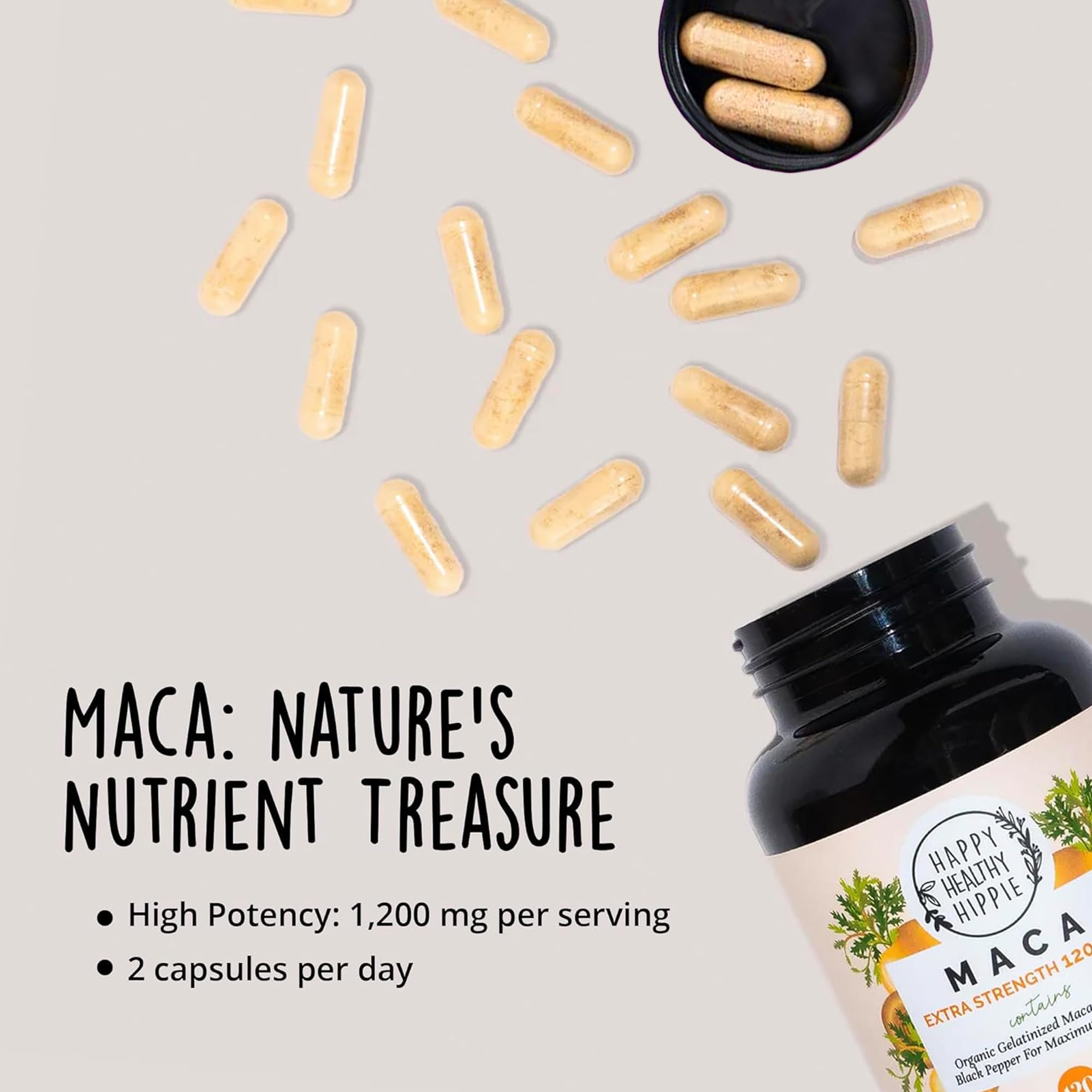 Organic Maca Root Capsules 1200 mg – Libido Booster for Women Fast Acting & Potent | Female Maca Supplement | Energy Pills from Peru | Includes Black Pepper for High Absorption | Vegan, 120 Ct Happy Healthy Hippie buy supplements canada