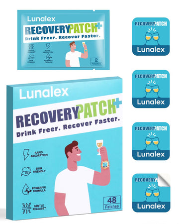 Lunalex Recovery Patch 48 Pack - Wake Up Refreshed & Balanced After Celebration - Plant-Based Formula for Morning Wellness - Bachelorette & Wedding Party Favors - 2 Patches per Sachet, Waterproof Lunalex buy supplements canada