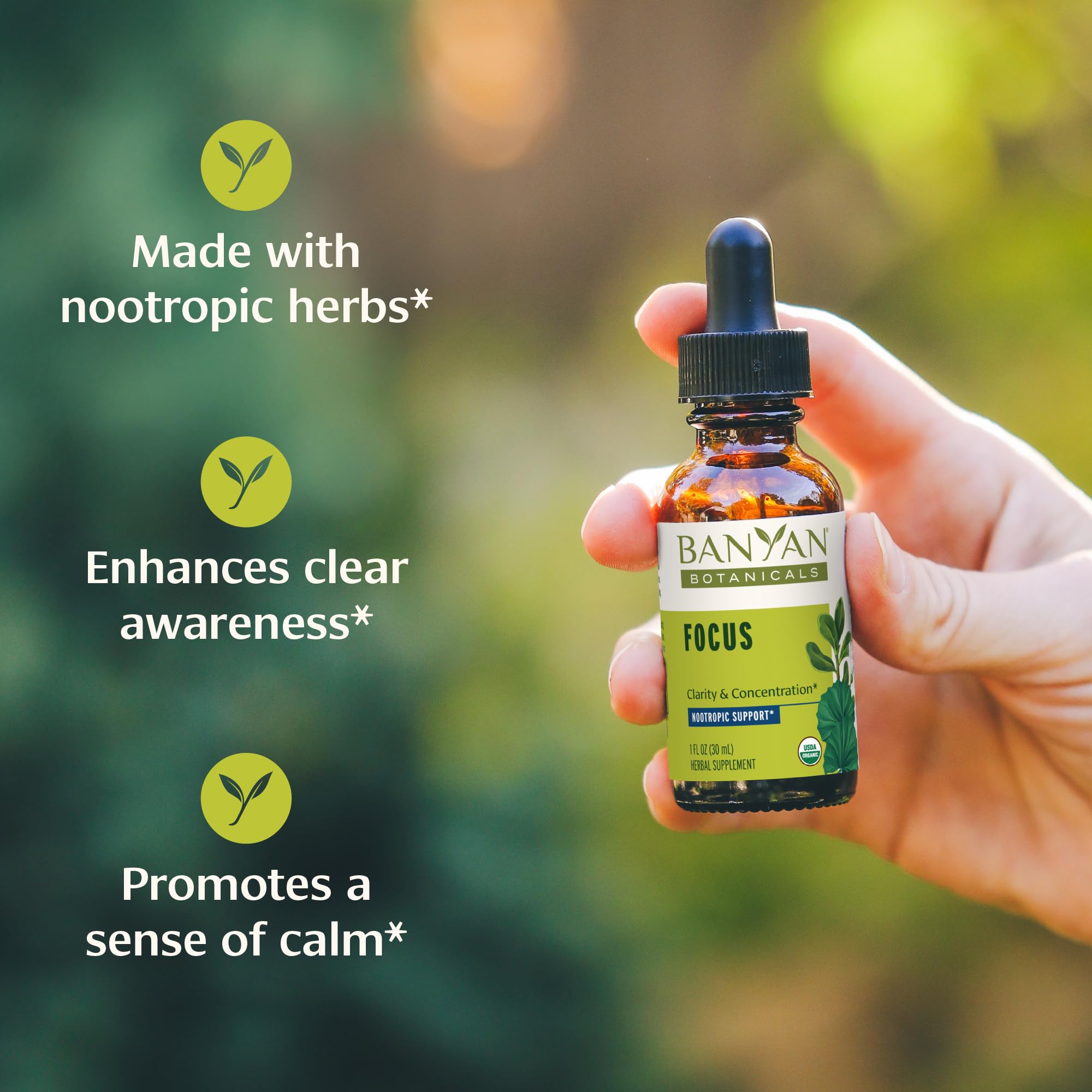 Banyan Botanicals Focus Liquid Extract – Organic Focus Supplement – Liquid Extract in Non-Alcoholic Glycerin – Nootropic Herbs for Fast-Acting Support* – 1 oz. – Non-GMO Sustainably Sourced Vegan Banyan Botanicals buy supplements canada
