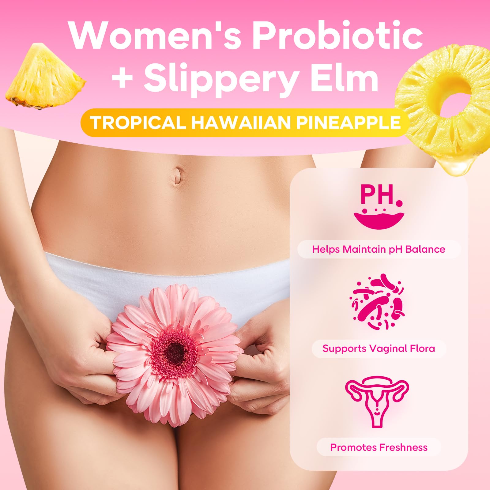 GrnLife Women's Probiotic Slippery Elm Gummies, Her Juicy Feminine Probiotics Gummies for pH Balance & Immune Supports, Pineapple Flavor, 60 Count GrnLife buy supplements canada