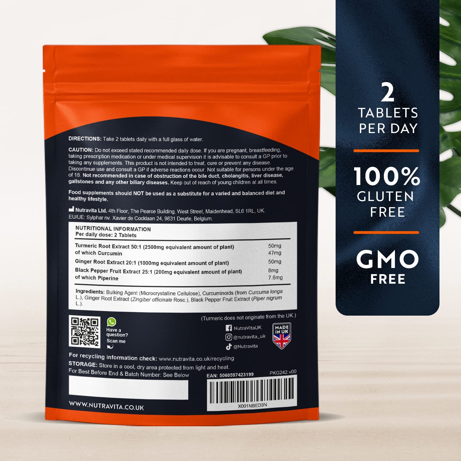 Nutravita Turmeric Tablets 2500mg with Black Pepper & Ginger - 180 High Strength Tumeric Nutravita buy supplements canada