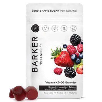 Barker Wellness D3 K2 Vitamin Gummies – Max Potency 6000IU D3 + 200mcg K2 for Strong Bones, Cardiovascular Wellness, Immune Support | Vegan, Sugar-Free, Delicious Mixed Berry | 30 Servings Barker Wellness Co buy supplements canada
