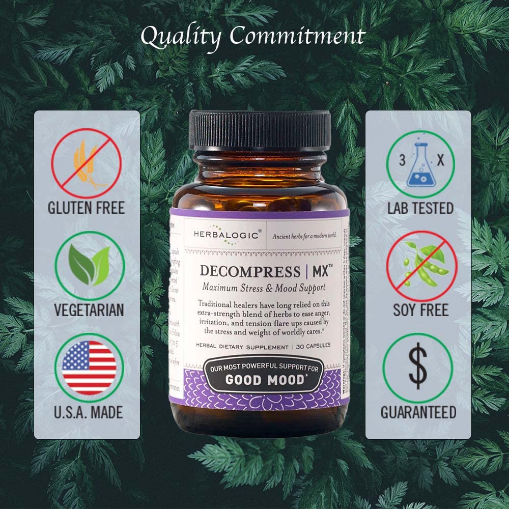 Herbalogic - Decompress MX Herb Capsules - Maximum Stress & Tension Relief - Reduces Anger & Moodiness, Positive Mood Support - Based on the Traditional Chinese Formula Xiao Yao San - 90 Cap Count Herbalogic buy supplements canada