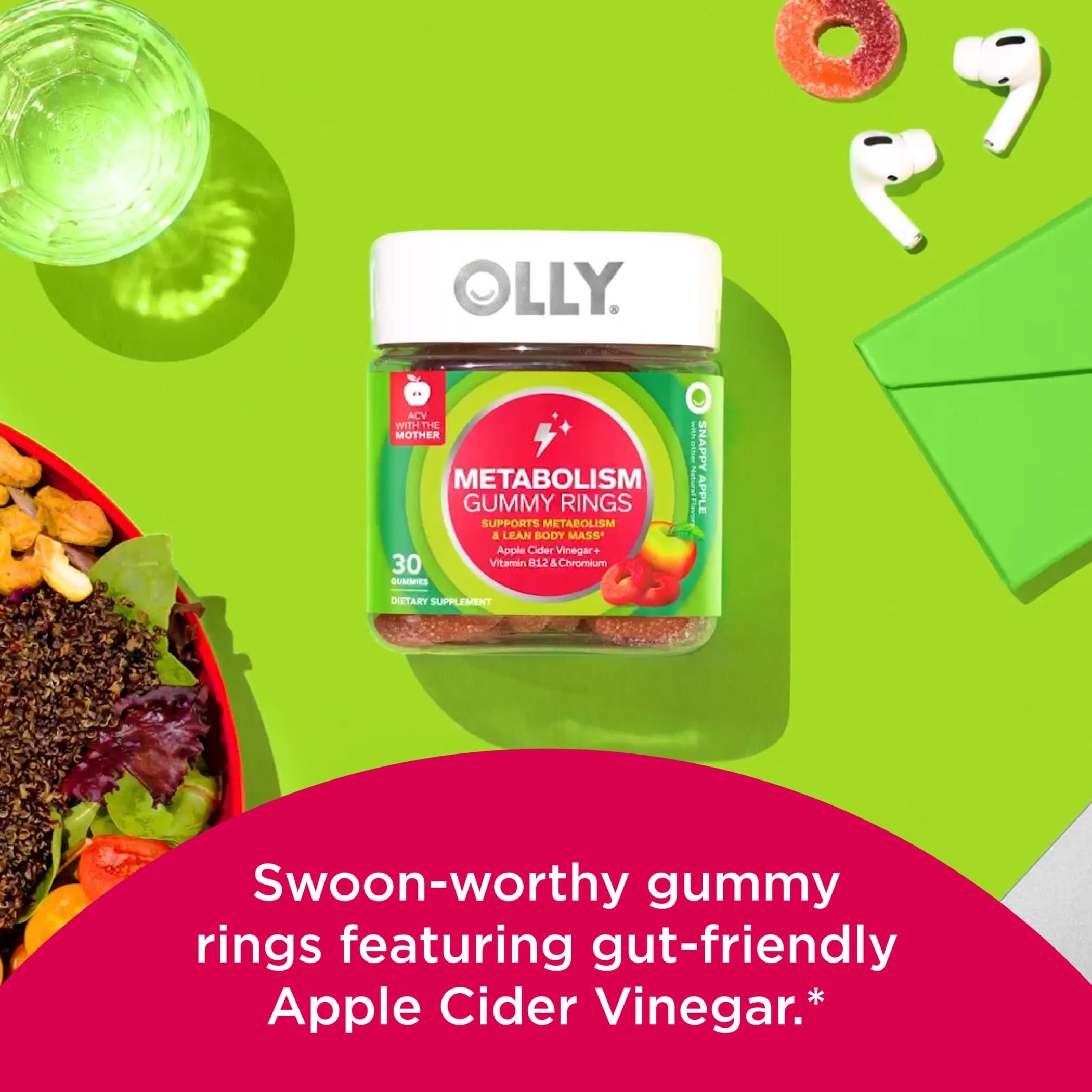OLLY Metabolism Gummy Rings, Apple Cider Vinegar, Vitamin B12, Chromium, Energy OLLY buy supplements canada