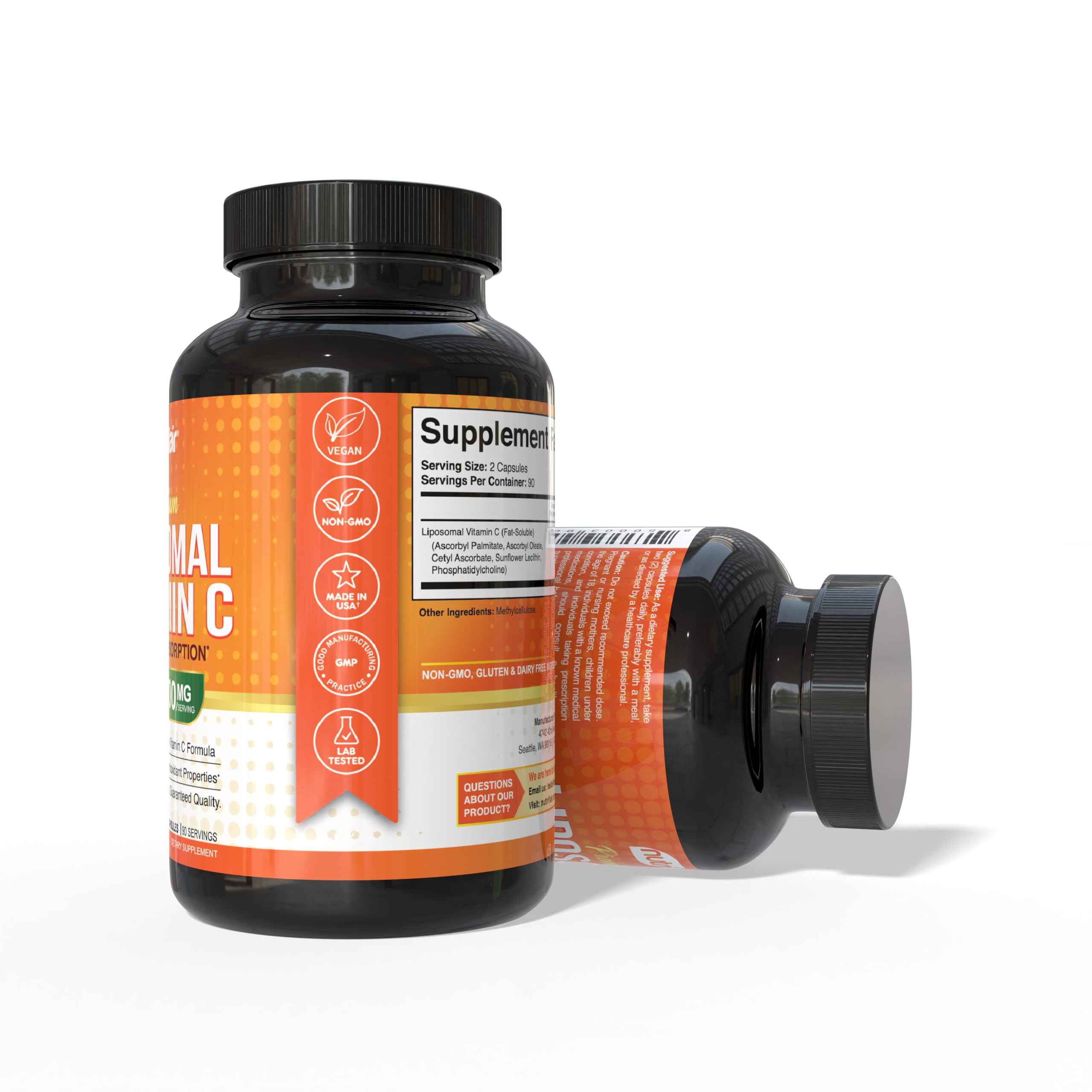 NutriFlair Liposomal Vitamin C 1700mg, 180 Capsules - High Absorption, Fat Soluble VIT C, Higher Bioavailability Immune System Support NutriFlair buy supplements canada