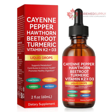 Cayenne Pepper Drops, Cayenne Pepper Extract with Herbal Blend - Includes Hawthorn, Beet Root & Turmeric (1Pack) WHLH & WELL-BEING buy supplements canada