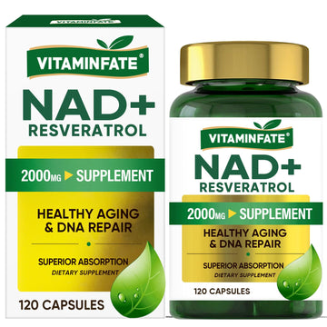 VITAMINFATE NAD+ Supplement 2000 mg - 120 Capsules True NAD+ & Resveratrol, NMN Alternative Supports Anti-Aging, Cellular Energy & Repair, Metabolism & Brain Boost for Men & Women VITAMINFATE buy supplements canada