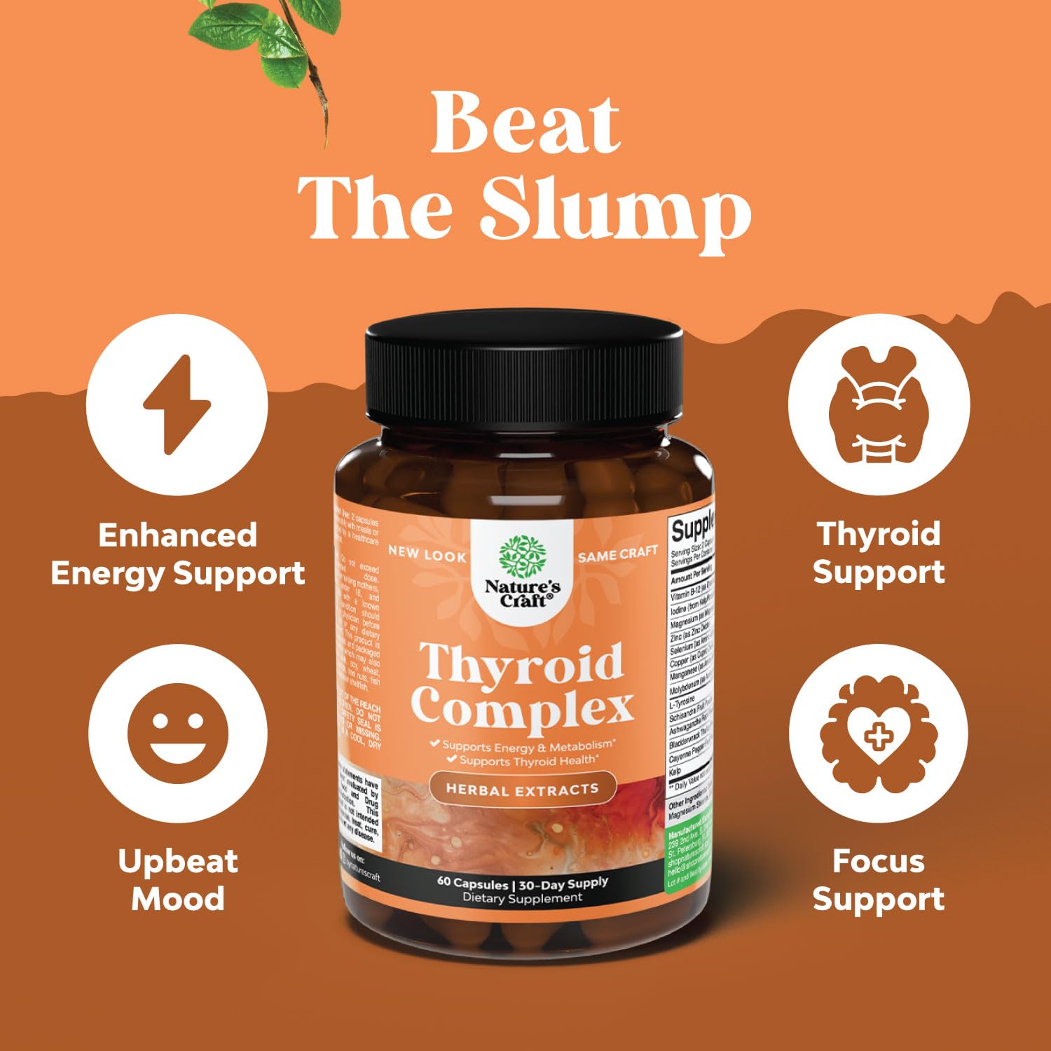 Herbal Thyroid Support Complex - Iodine Thyroid Supplement with L Tyrosine Bladderwrack Natures Craft buy supplements canada