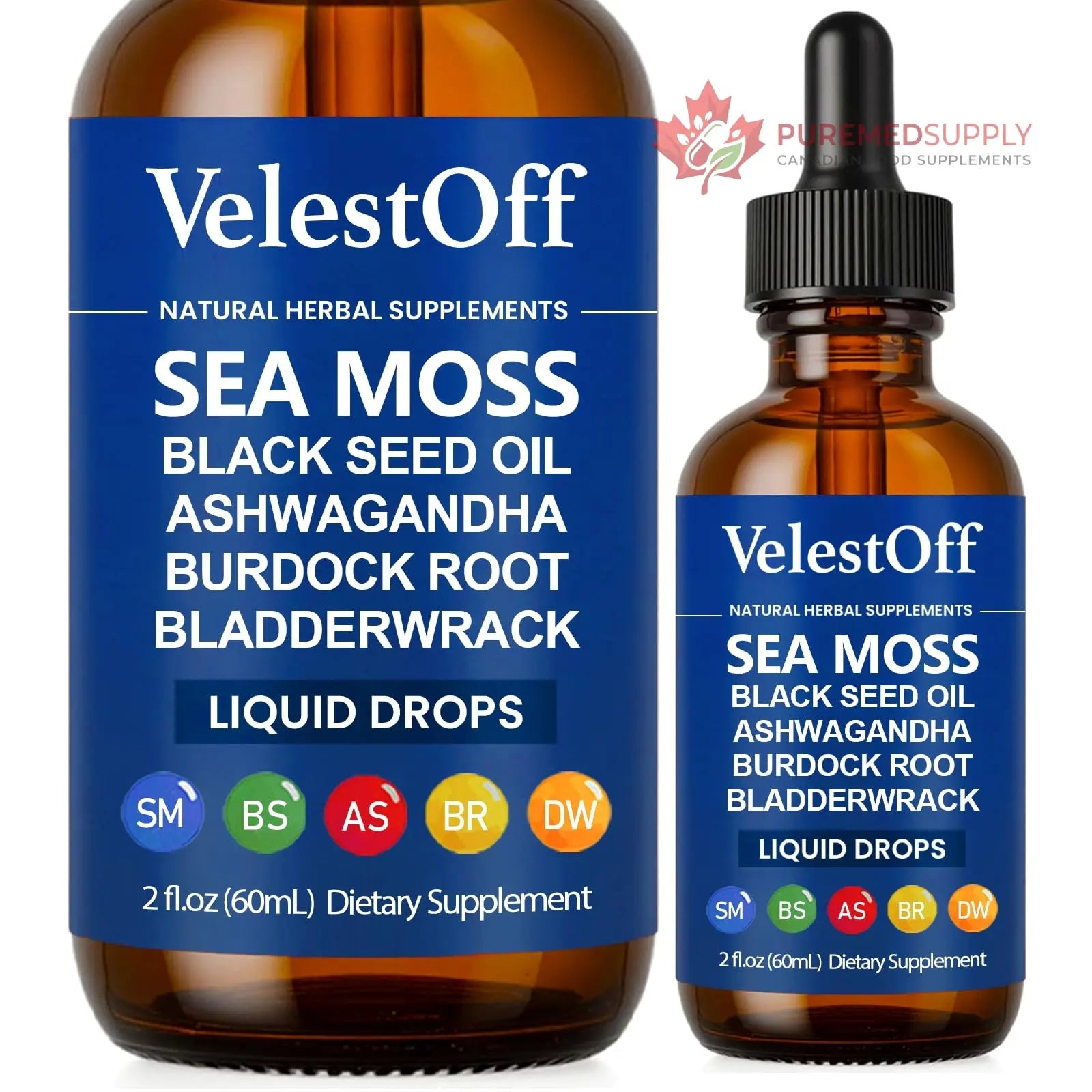 Velestoff Irish Seamoss Thyroid Hormone Regulator, Velestoff Thyroid Support Drops | Sea Moss, Black Seed Oil, Ashwagandha, Burdock Root, Bladderwrack, Hormone Balance & Support - 2 FL.OZ (1 Pcs) Velestoff buy supplements canada