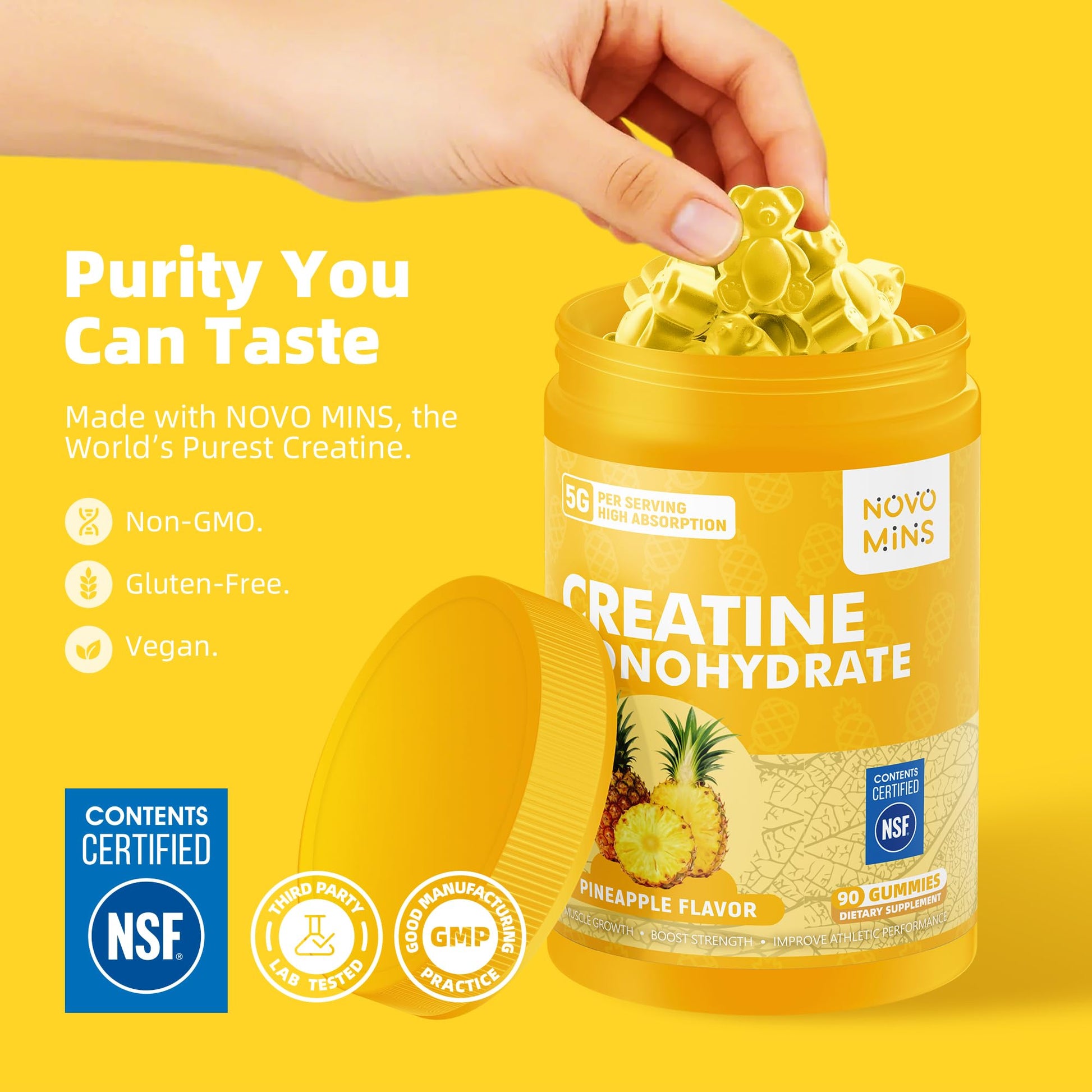 novomins Creatine Monohydrate Gummies for Men & Women, Chewables Creatine Monohydrate for Muscle Strength, Muscle Builder, Energy Boost, Pre-Workout Supplement novomins buy supplements canada