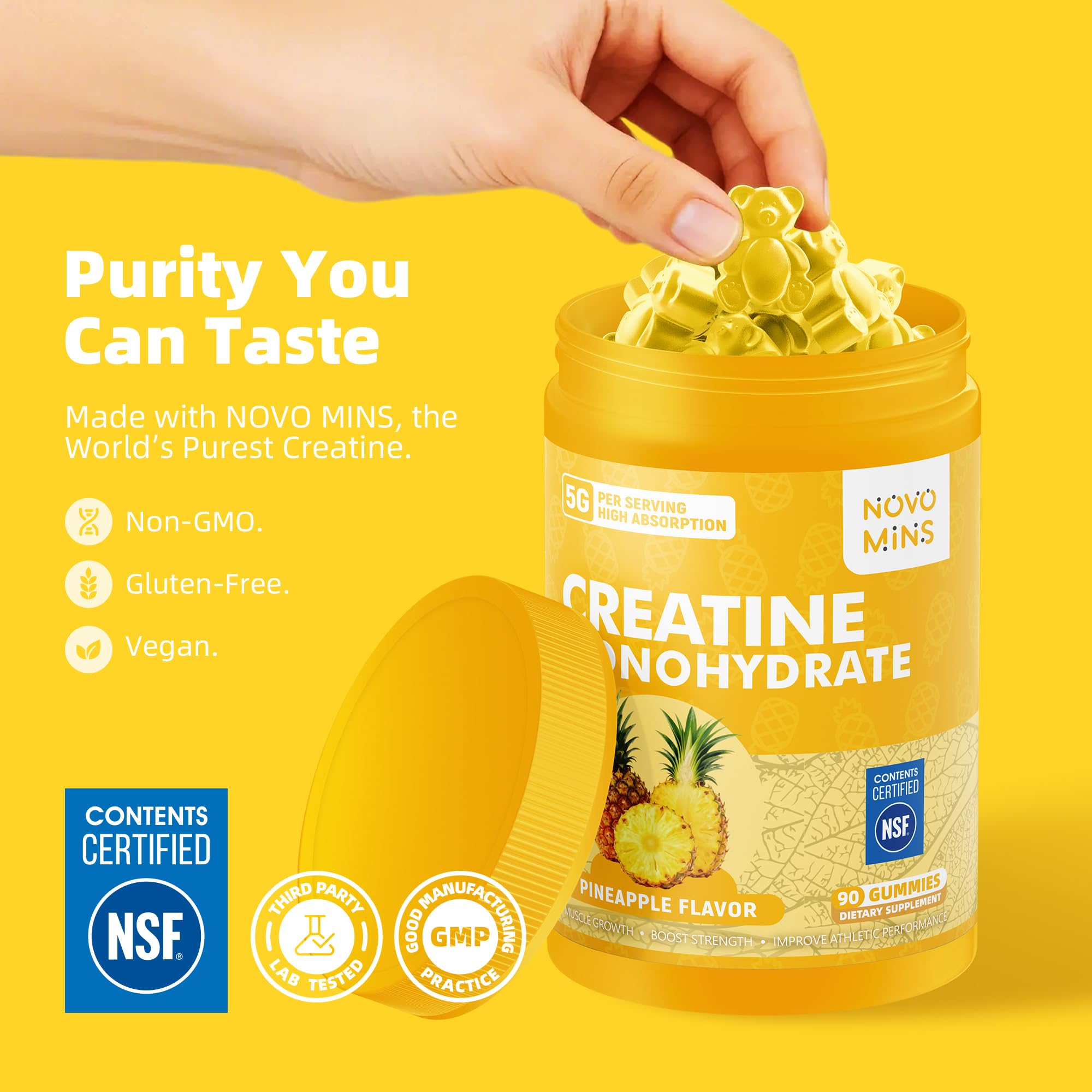 novomins Creatine Monohydrate Gummies for Men & Women, Chewables Creatine Monohydrate for Muscle Strength, Muscle Builder, Energy Boost, Pre-Workout Supplement novomins buy supplements canada