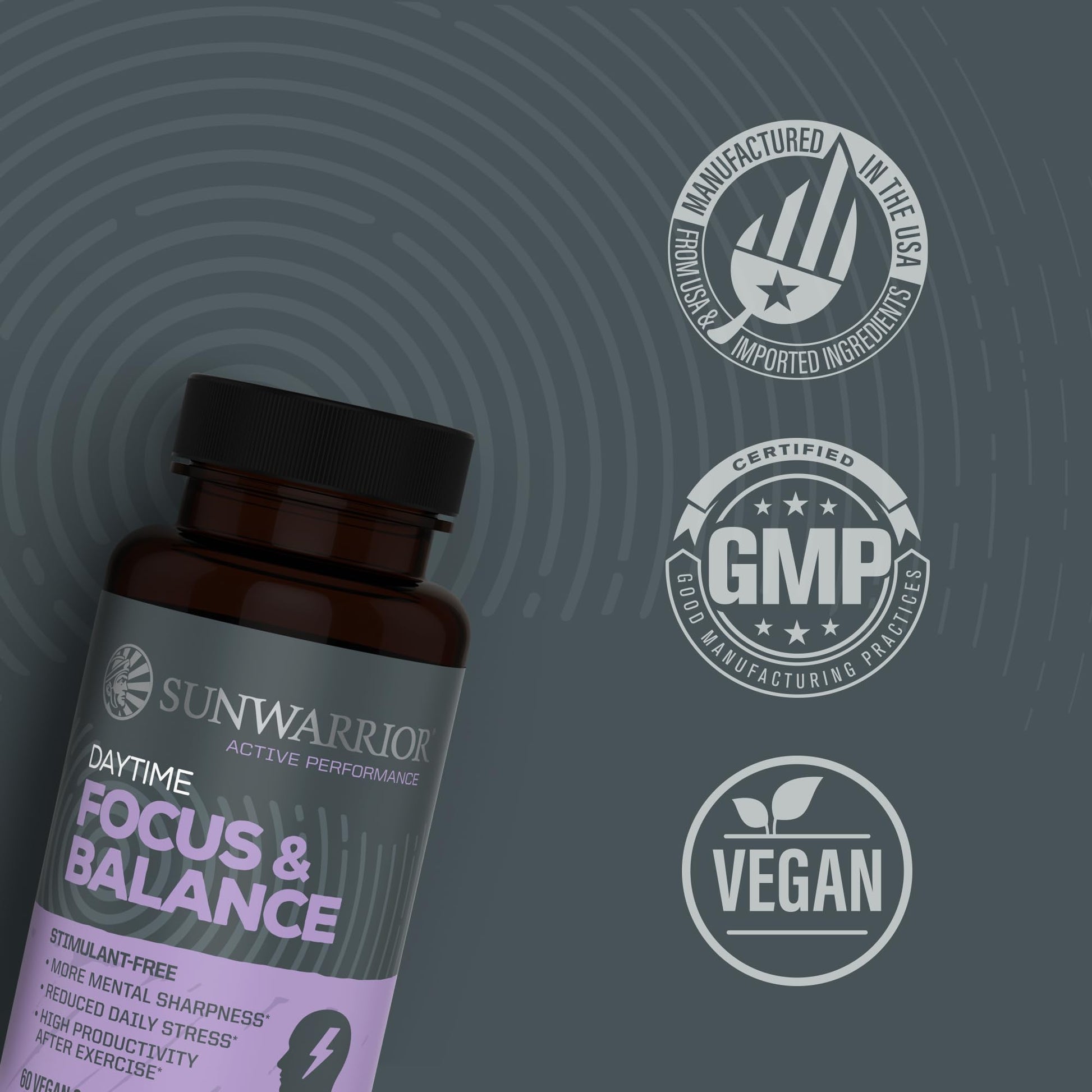 Ashwagandha, Rhodiola, Reishi & 5-HTP for Stress-Free Focus Active Focus & Balance Capsules Caffeine-Free Nootropic for Calm Energy & Mental Clarity, Mood & Immune Support 60 Vegan Capsules Sunwarrior buy supplements canada