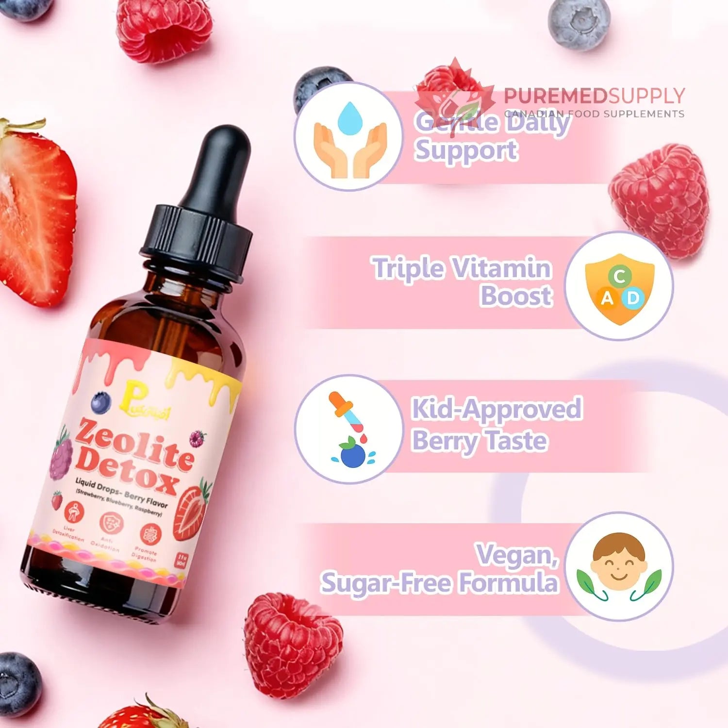 Zeolite Detox Drops for Kids & Kidney Cleanse Drops for Adults - Liquid Supplement Duo with Vitamins C B12 D3, Cranberry, Chanca Piedra, Milk Thistle & Herbal Blend - Mixed Berry & Cranberry Flavor, 6 Pavintrix buy supplements canada
