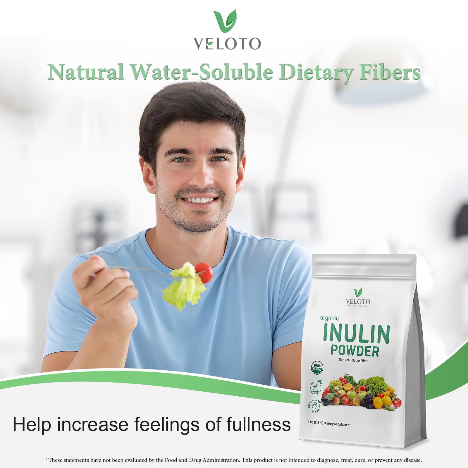 VELOTO Organic Inulin Powder – Prebiotic Fiber Supplement for Smoothies & Drinks, 2.2 lb, Flavorless, Water Soluble, Vegan & Non-GMO VELOTO buy supplements canada