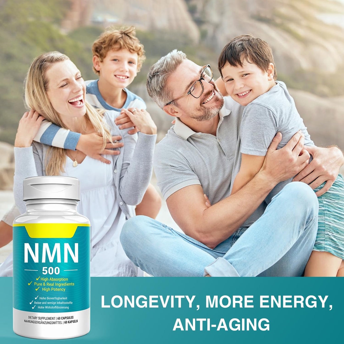 Vegan NMN Supplement 500mg, Higher Absorption - 99% Pure NMN (Nicotinamide Mononucleotide)for NAD+, Cellular Energy Immune Muscle, Anti-Aging & Longevity, Stabilized NMN - 60 Capsules (60 Days Supply) Nivantav buy supplements canada