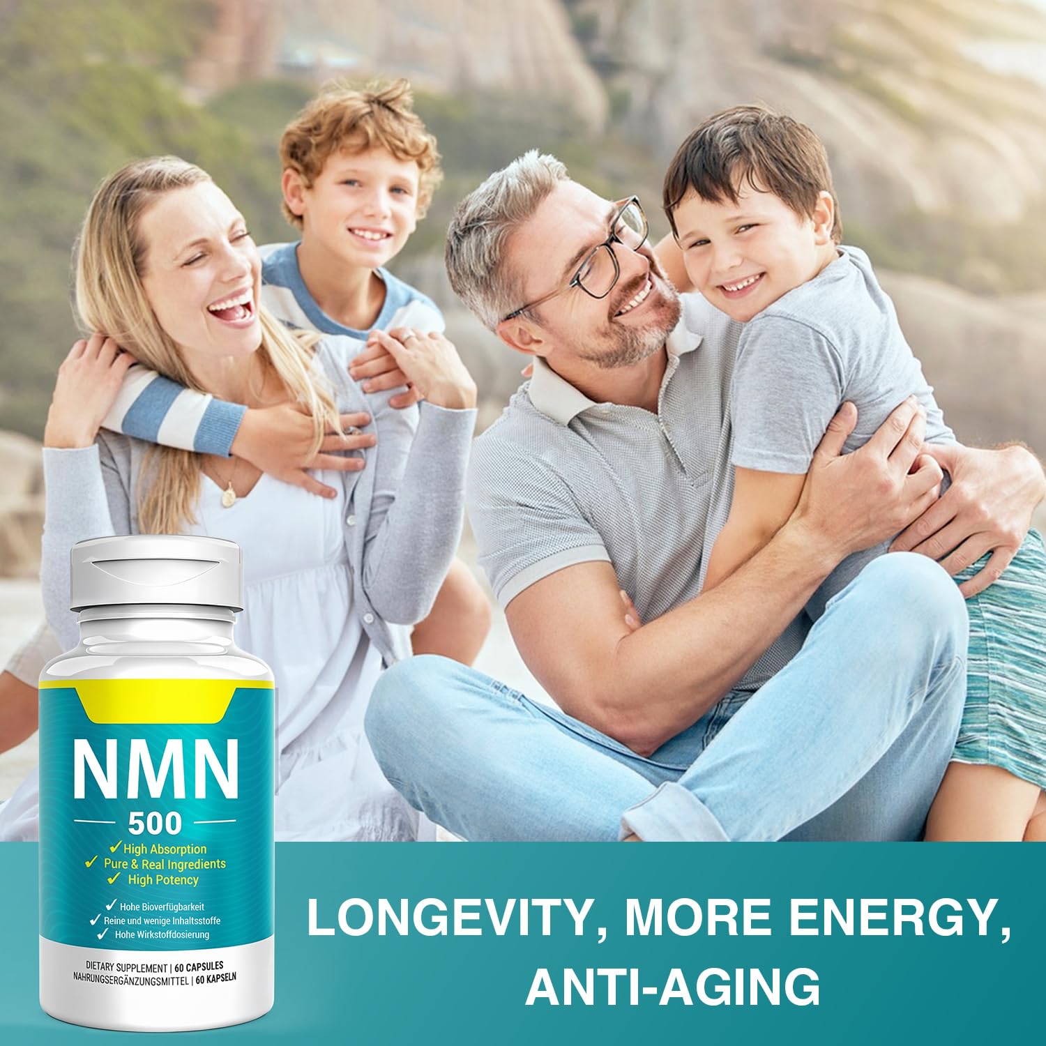 Vegan NMN Supplement 500mg, Higher Absorption - 99% Pure NMN (Nicotinamide Mononucleotide)for NAD+, Cellular Energy Immune Muscle, Anti-Aging & Longevity, Stabilized NMN - 60 Capsules (60 Days Supply) Nivantav buy supplements canada