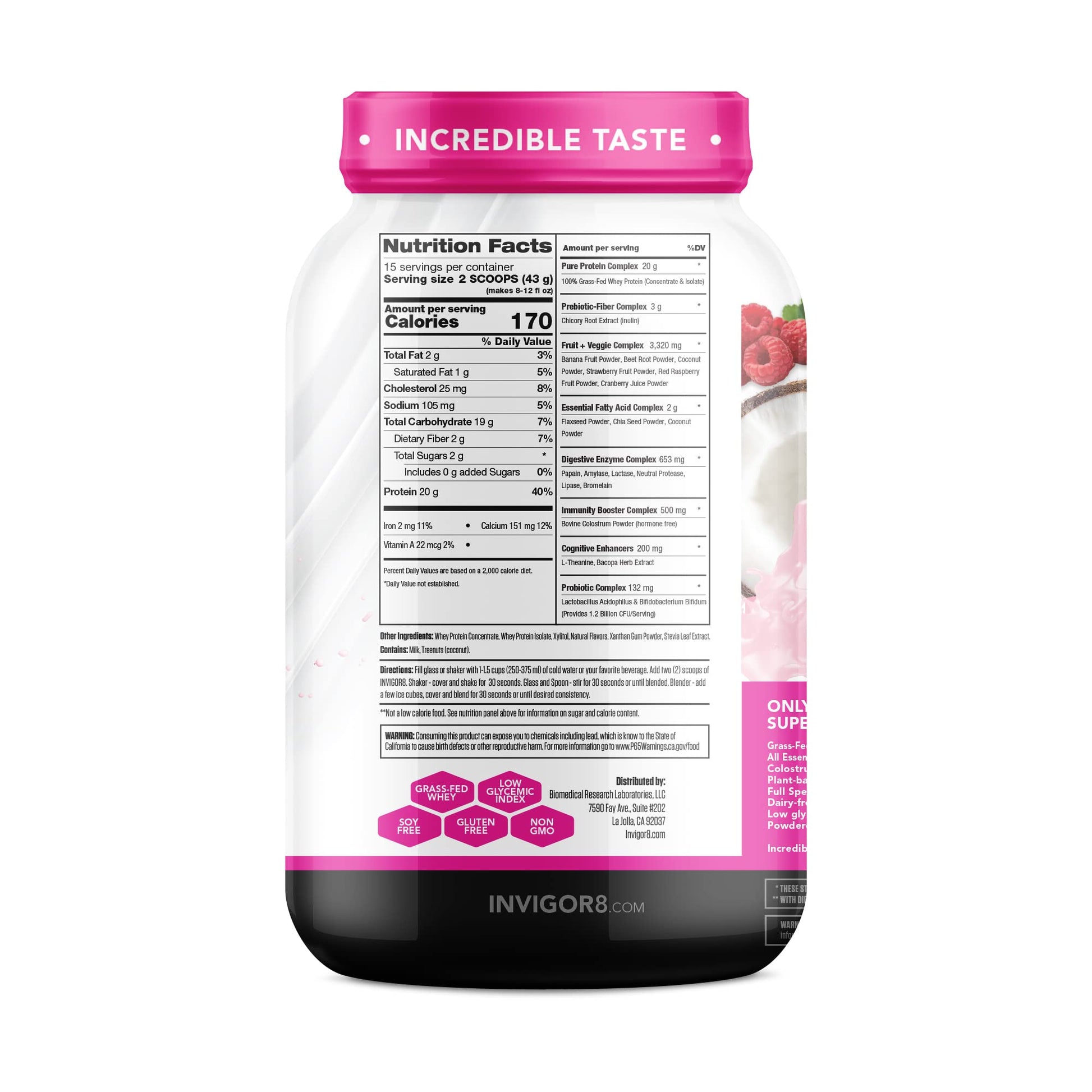 INVIGOR8 Superfood Grass Fed Whey Protein Isolate Shake Natural Strawberry Gluten-Free INVIGOR8 buy supplements canada