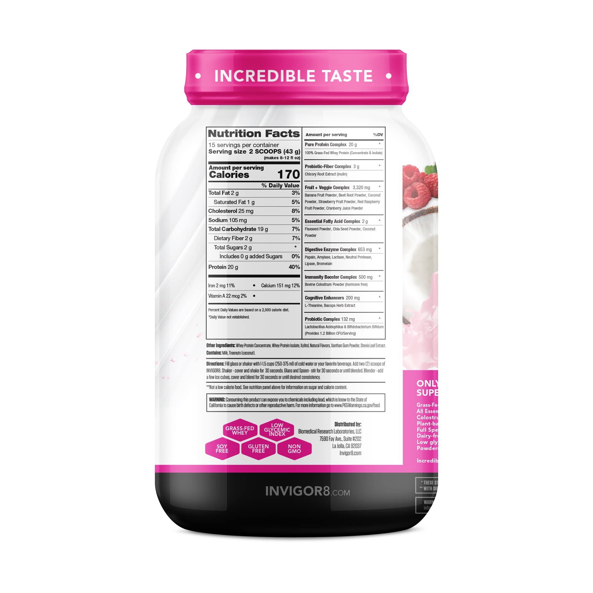INVIGOR8 Superfood Grass Fed Whey Protein Isolate Shake Natural Strawberry Gluten-Free INVIGOR8 buy supplements canada