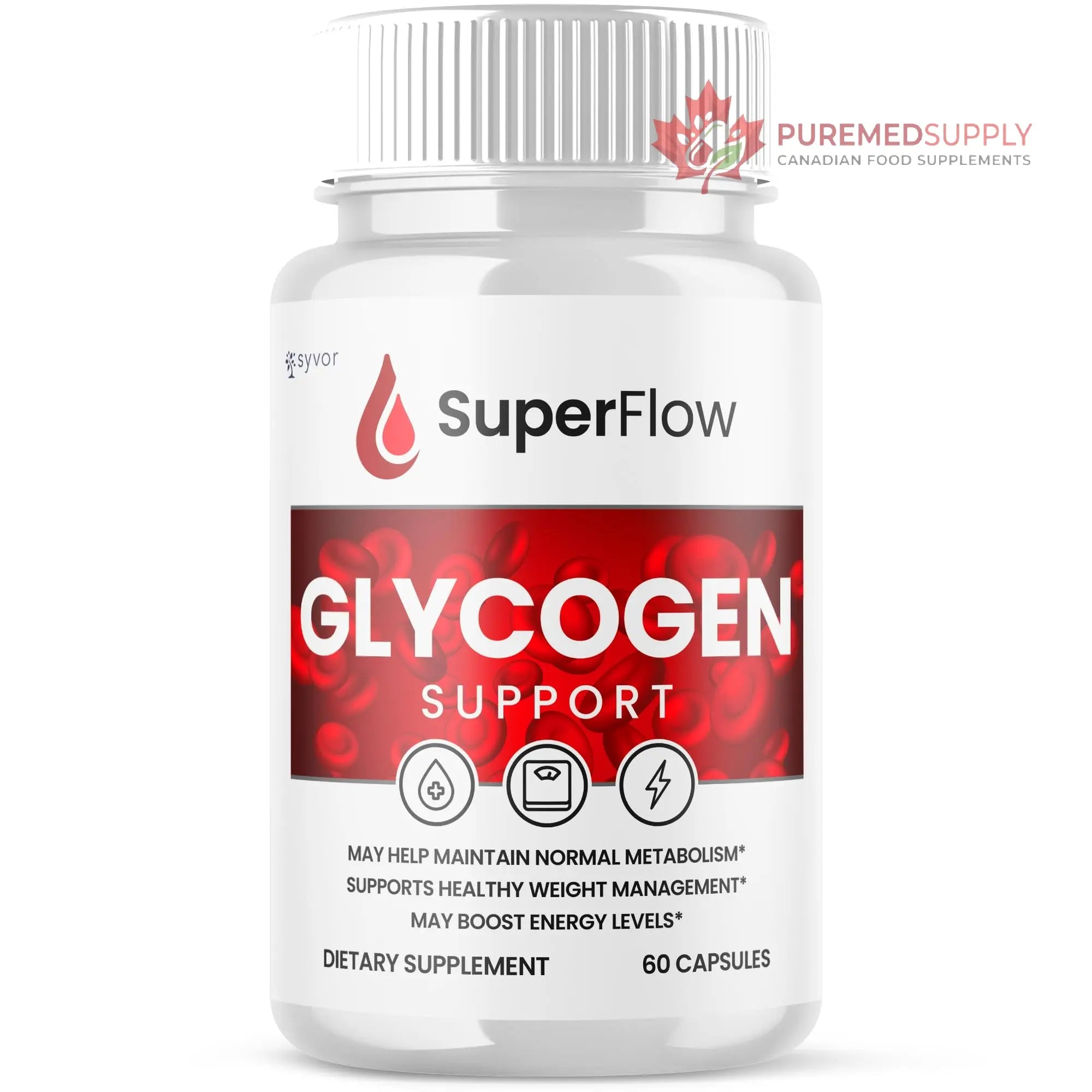 Super Flow Glycogen Support, Official SuperFlow Advanced Formula Glyco Optimizer Capsules, All Natural Super Flow Glycogen Pills, Daily Wellness Supplement to Support Healthy Balance (60 Capsules) Syvor buy supplements canada