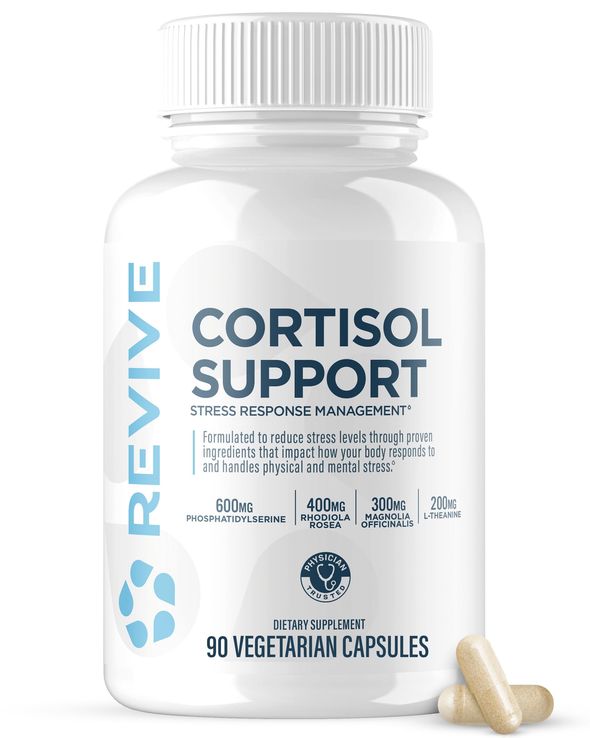 Revive MD Cortisol Manager, 90 Vegetarian Capsules - Cortisol Supplement w/Magnesium & L-Theanine Support Health, Focus, Energy, Fatigue, & Adrenal Gland Function - Vegan & Gluten-Free (30 Servings) Revive buy supplements canada