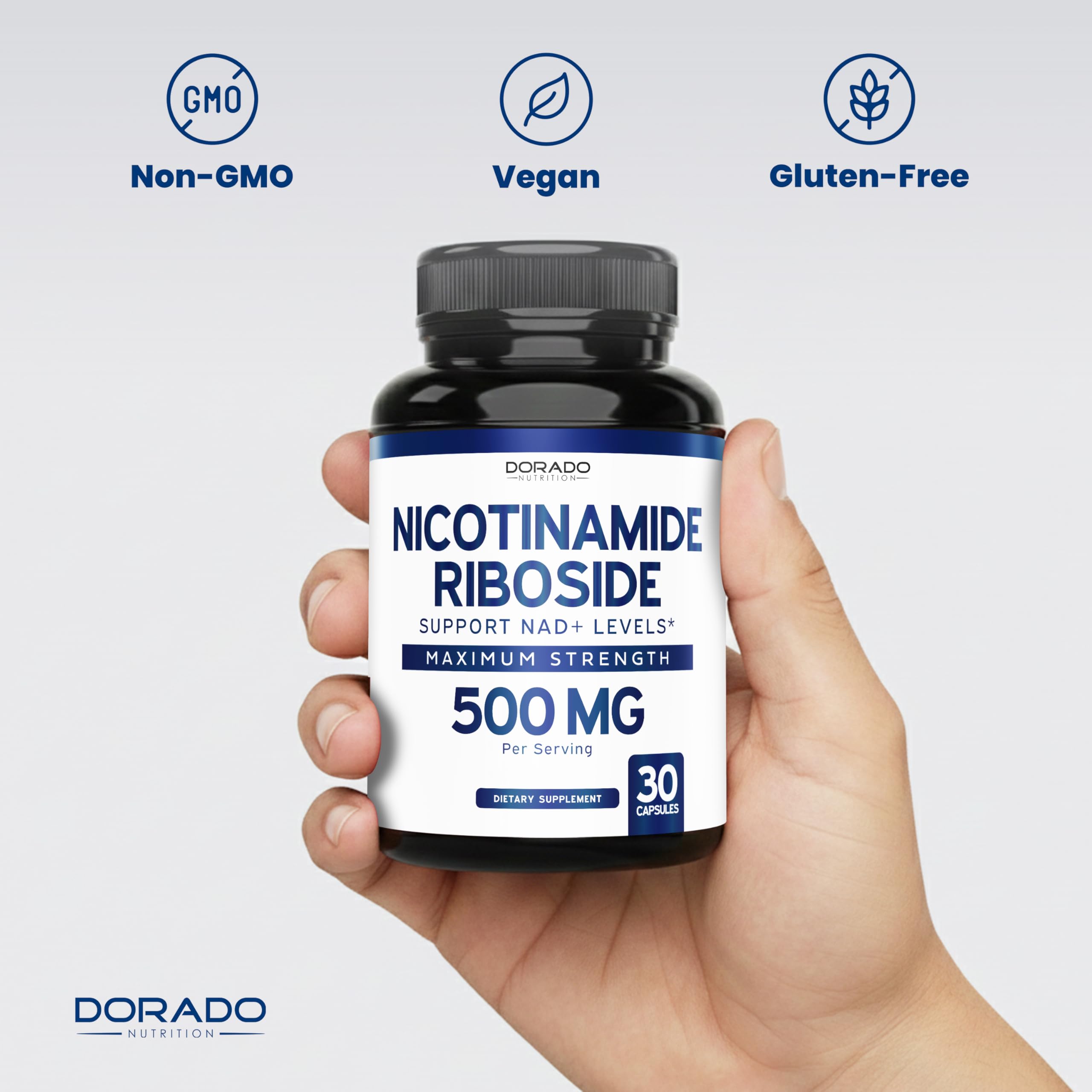 Nicotinamide Riboside 500mg (30 Count) NAD Supplement - NR Supplement For Women & Men to Support NAD+ Levels - NAD Booster - Third Party Tested - Vegan Safe, Non GMO & USA Made (30 Capsules) DORADO NUTRITION buy supplements canada