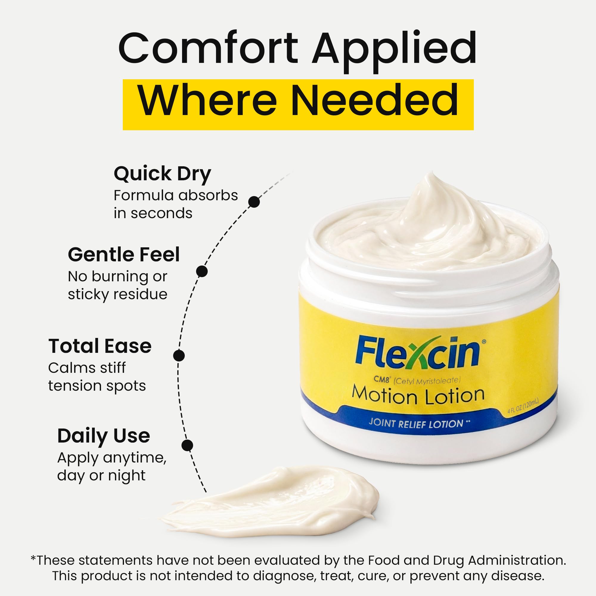 Flexcin Motion Lotion with CM8 - Joint & Muscle Therapy Cream for Back, Neck, Knee, Hand, Foot - Fast Absorbing with DMSO, Emu Oil, Aloe Vera - Non-Greasy 4oz Jar Flexcin buy supplements canada