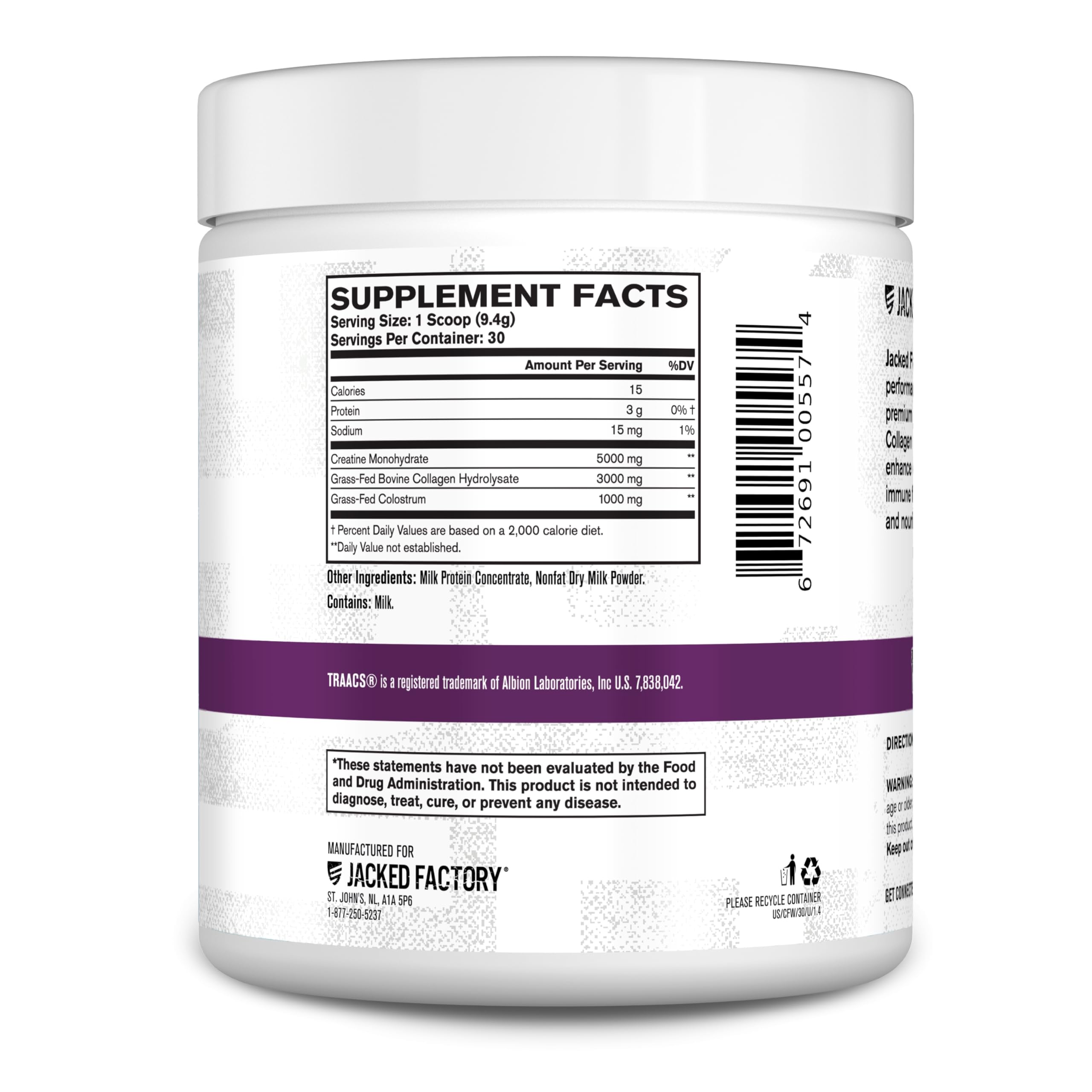 Jacked Factory Creatine for Women - Creatine Monohydrate with Collagen + Colostrum to Support Workout Performance, Lean Muscle Growth, Healthy Hair, Skin, Jacked Factory buy supplements canada