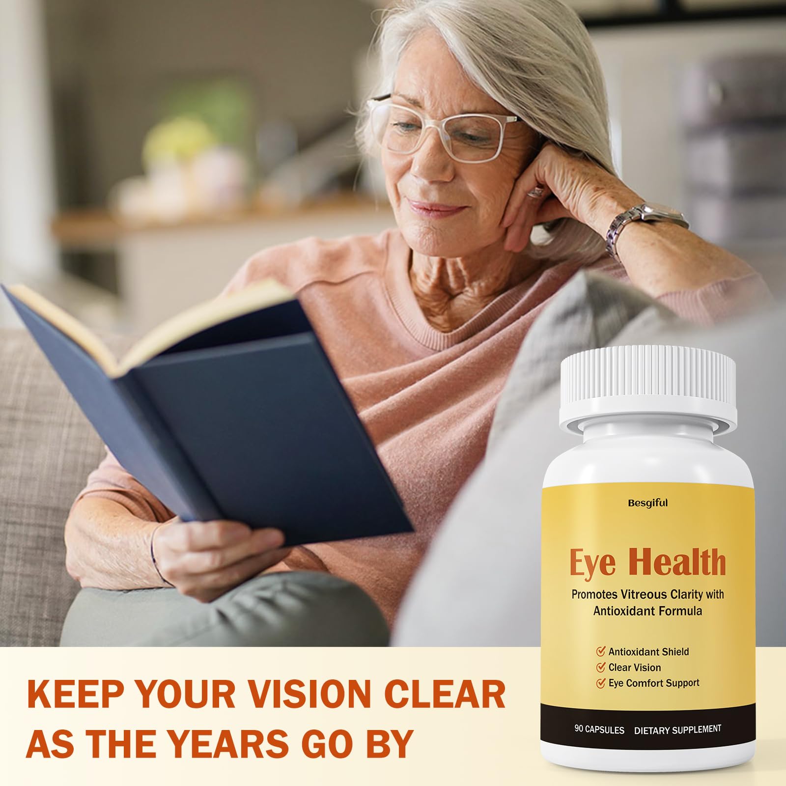 Besgiful Eye Supplement for Vitreous Health, Promotes Clear Vision, Improves Eye Strain & Dryness, Reduces Squiggly Lines, Eye Degeneration, Clear Eye Support, 90 Vegan Capsules Besgiful buy supplements canada