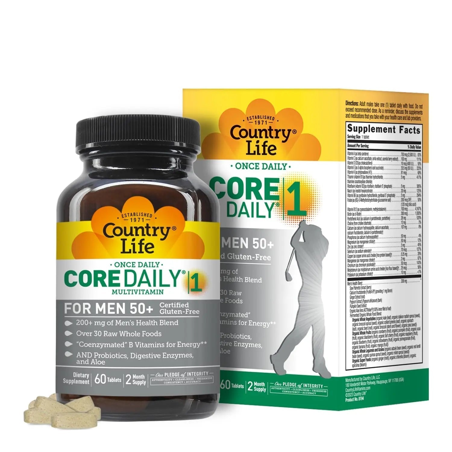 Country Life CORE Daily-1 Multivitamin for Men 50+ - Gluten-Free, Energy Support with Coenzymated B Vitamins Country Life buy supplements canada