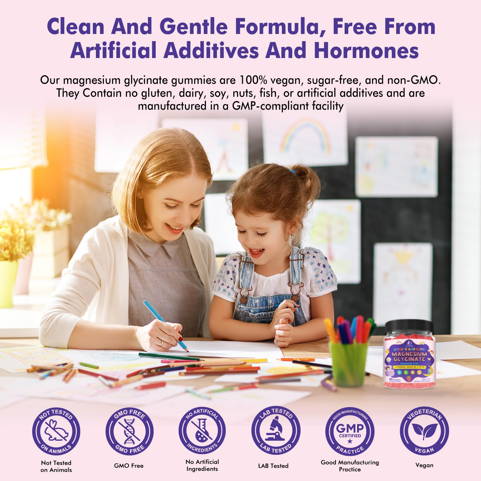 Magnesium Glycinate Gummies for Kids 4+ & Adults- Magnesium Glycinate 150/300 mg for Natural Sleep, Relaxation & Calm Support, Melatonin Free, Sugar Free Strawberry Flavor, 60 Ct LUCNVEM buy supplements canada