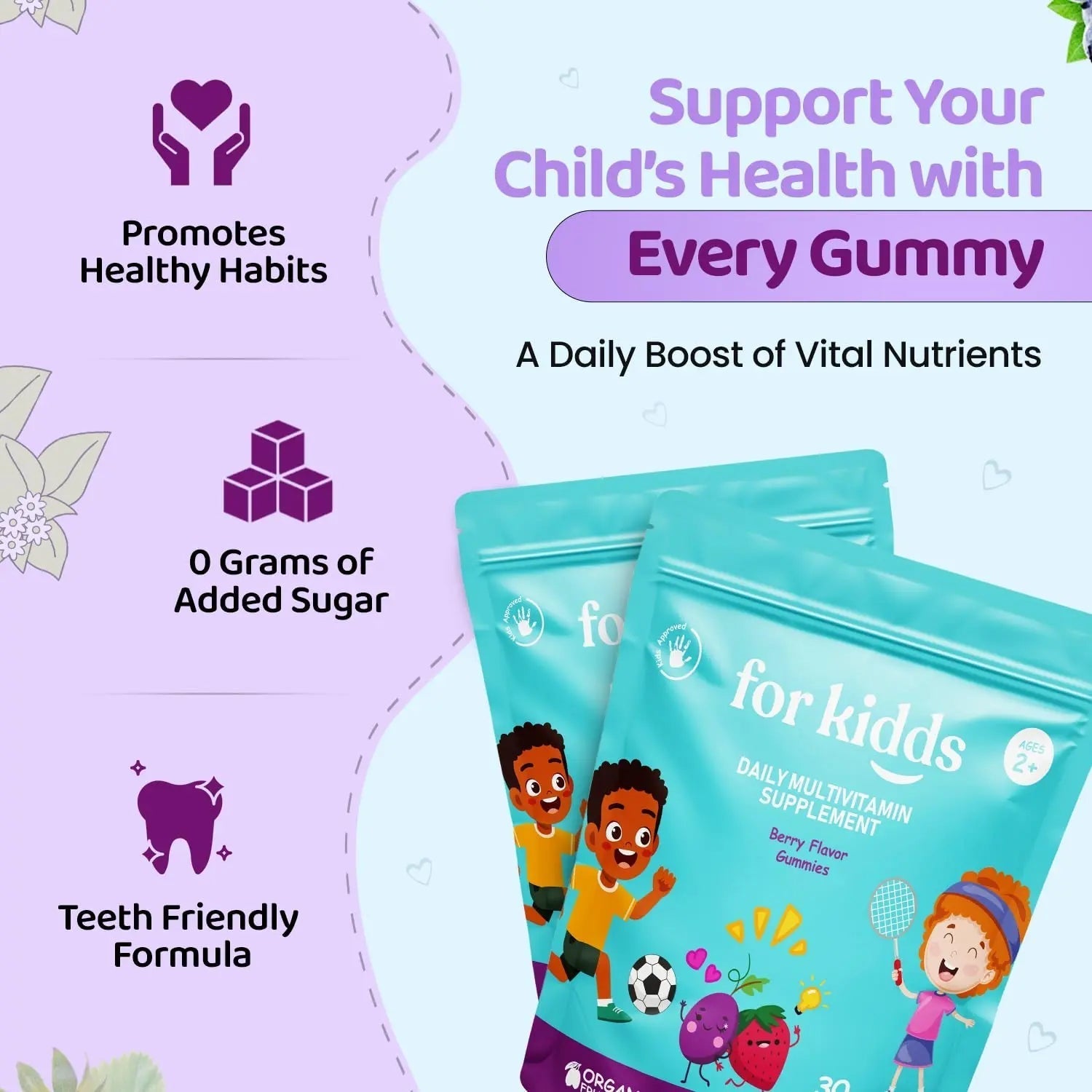 ZettoA Daily Multivitamins for Kids Ages 2+, Berry Gummies with 11 Essential Vitamins & Minerals for Immune Support ZettoA buy supplements canada