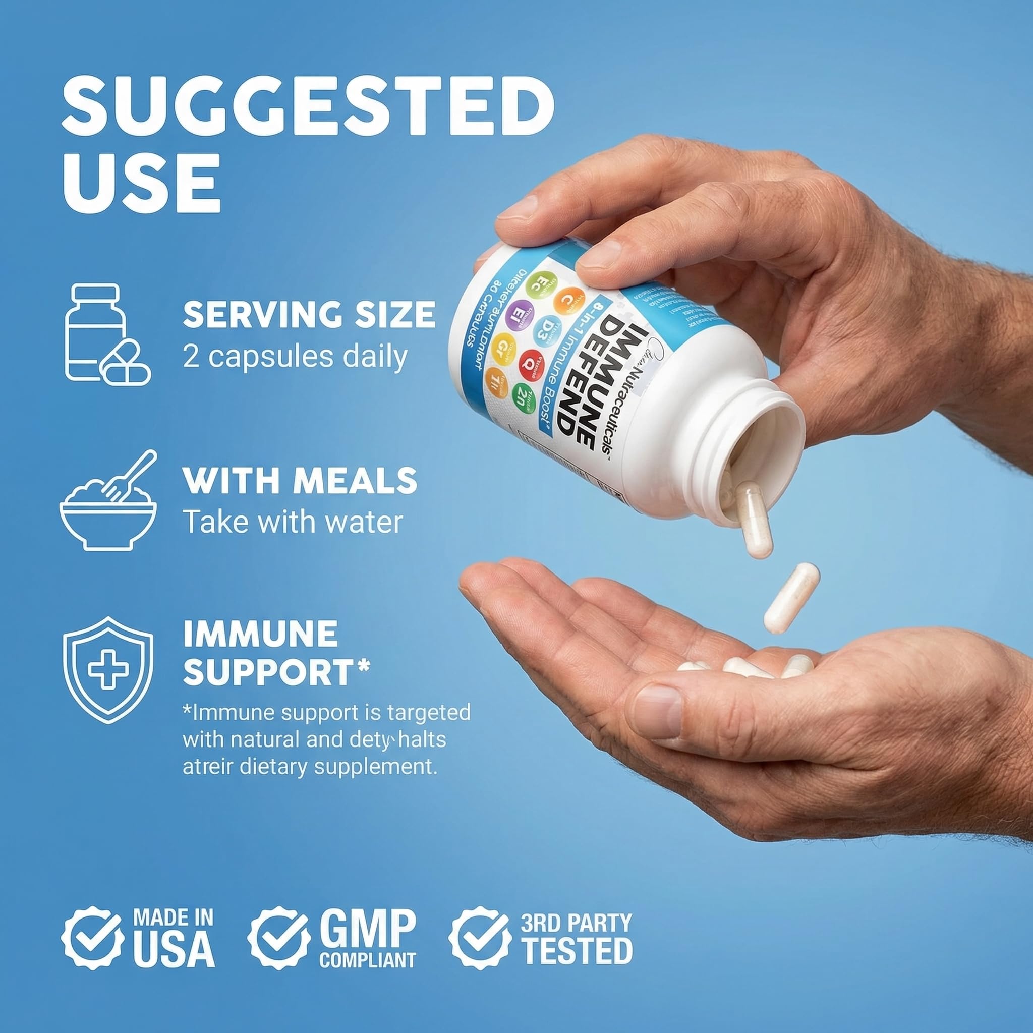 Clean Nutraceuticals Immune Defense Support Supplement 8 in 1 with Zinc 50mg Quercetin, VIT C 1000mg, Vitamin D3 5000 IU, Elderberry, Ginger Clean Nutraceuticals buy supplements canada