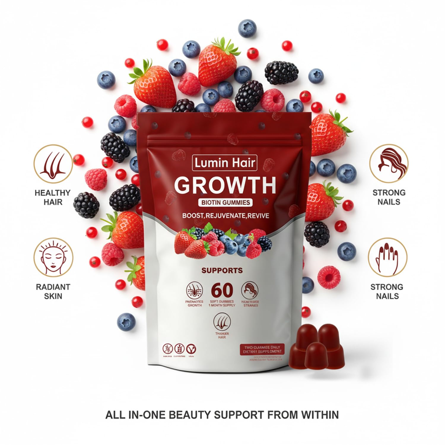 Lumin Hair Growth Gummies for Black Women, 60 Vegan Gummies, Daily Hair Nourishment with Biotin, Collagen & Botanical Extracts, Supports Healthy Hair Growth & Strength Lumin Hair buy supplements canada